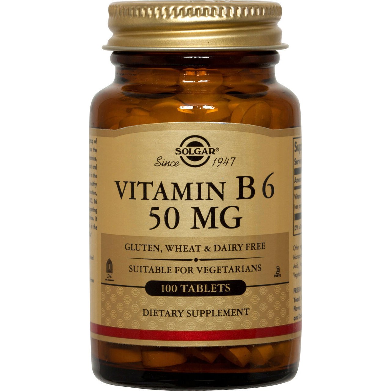 Vitamin B6 100tabs Solgar,Συμπλήρωμα Διατροφής για την Ομαλή Λειτουργία του Εγκεφάλου και του Νευρικού Συστήματος – 50mg/100tabs