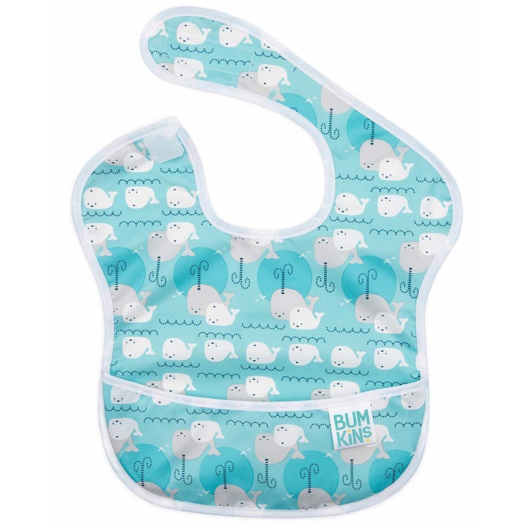 Bumkins Waterproof SuperBib Αδιάβροχη Σαλιάρα 6-24 Μηνών 1 τεμάχιο – Φάλαινες