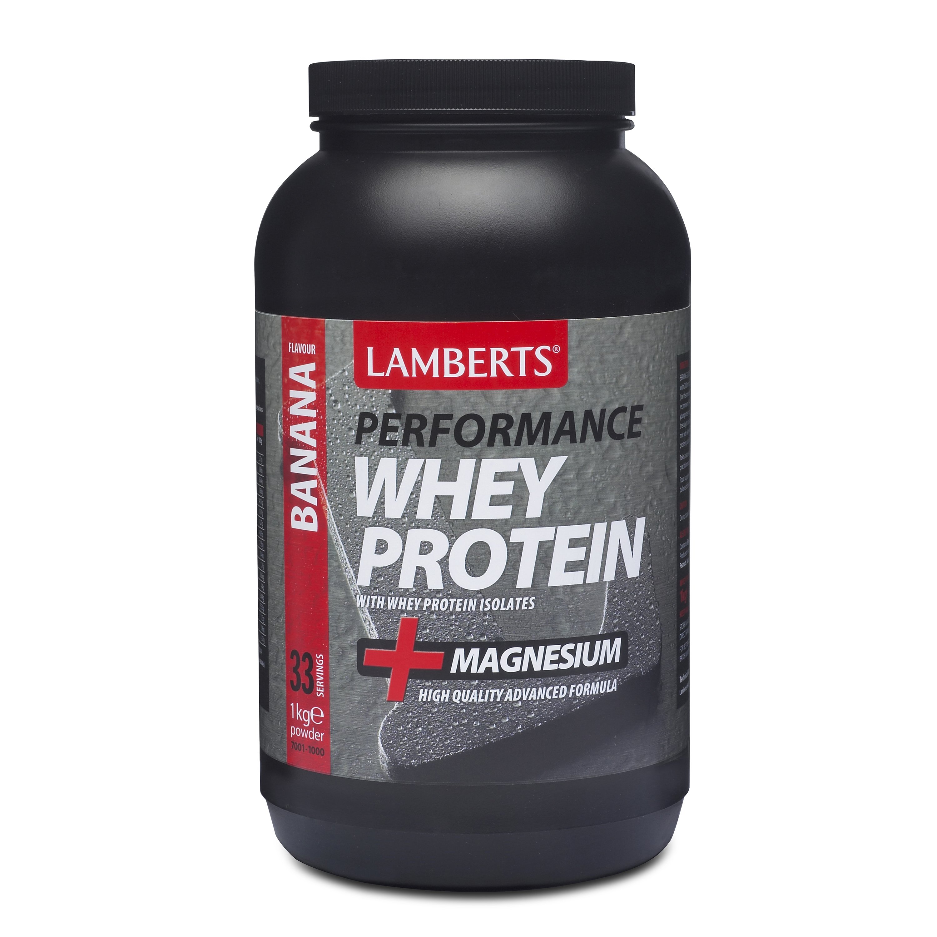 Lamberts Performance Whey Protein Powder Magnesium Πρωτεΐνη Ορού Γάλακτος σε Σκόνη, με Υπέροχη Γεύση & Προσθήκη Μαγνησίου 1000g – Banana