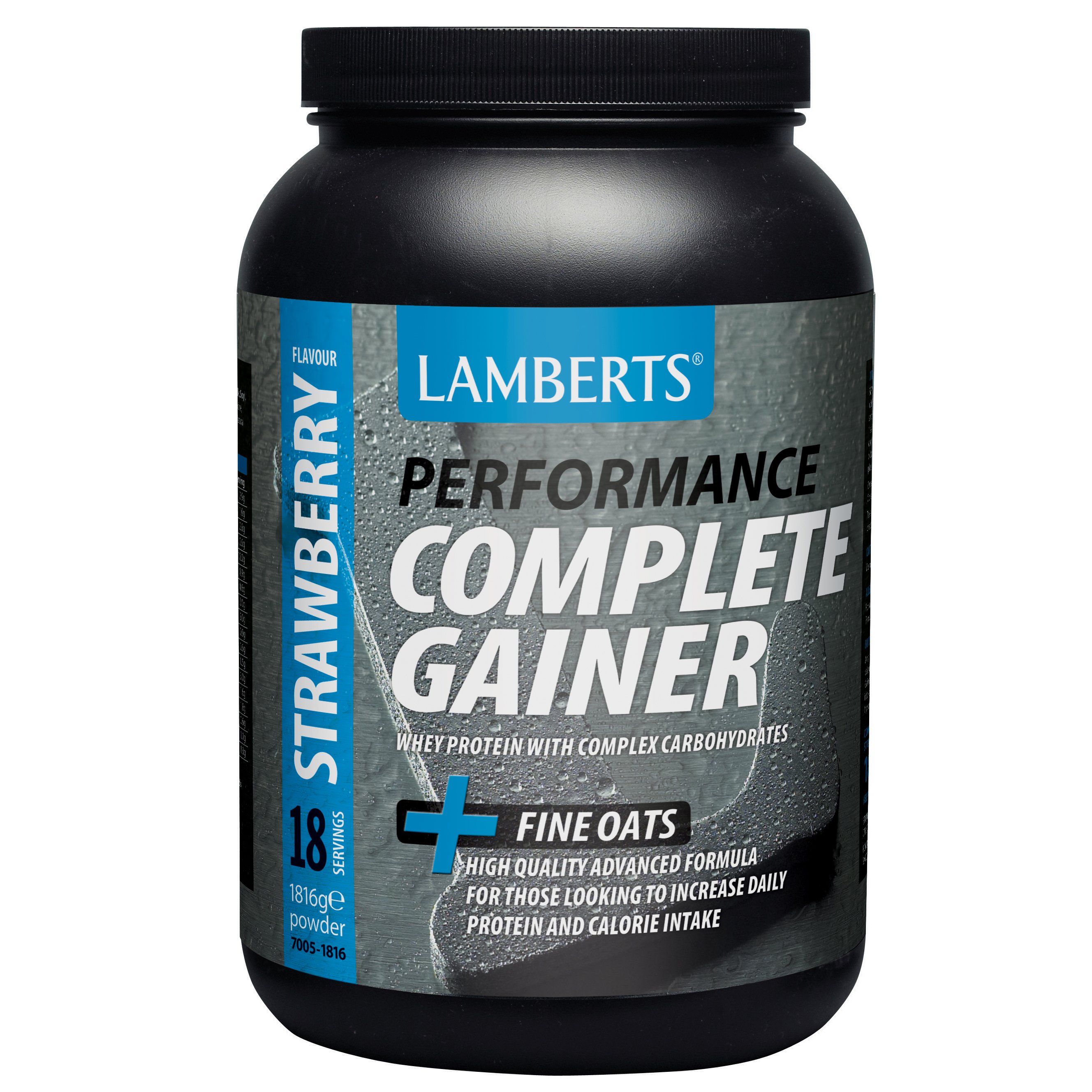 Lamberts Performance Complete Gainer Powder Συμπλήρωμα Διατροφής Πρωτεΐνης Ορού Γάλακτος με Υδατάνθρακες, Κρεατίνη, Βήτα Αλανίνη, HMB 1816g – Strawberry