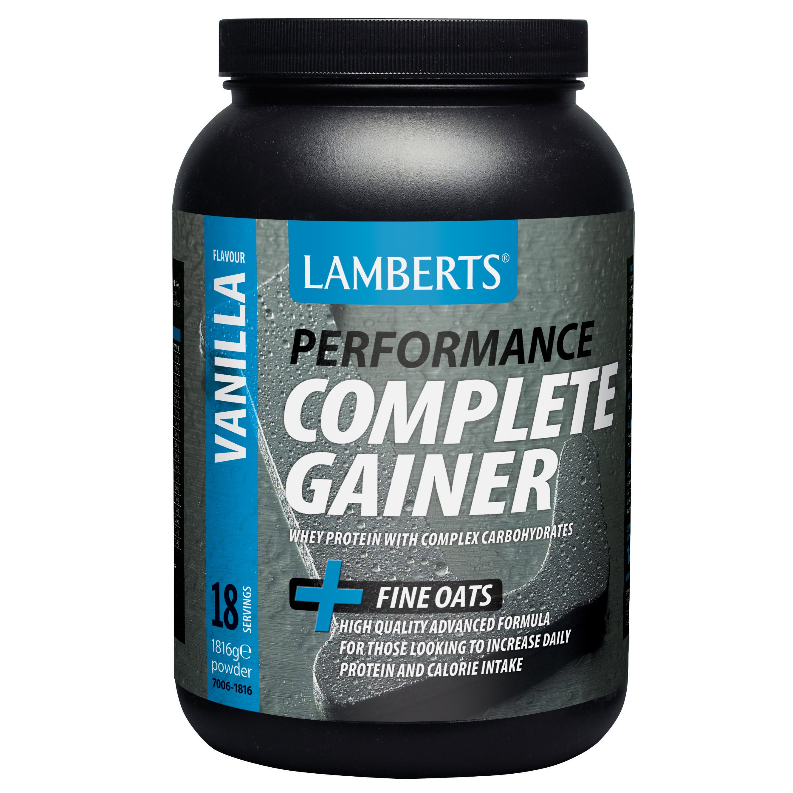 Lamberts Performance Complete Gainer Powder Συμπλήρωμα Διατροφής Πρωτεΐνης Ορού Γάλακτος με Υδατάνθρακες, Κρεατίνη, Βήτα Αλανίνη, HMB 1816g – Vanilla