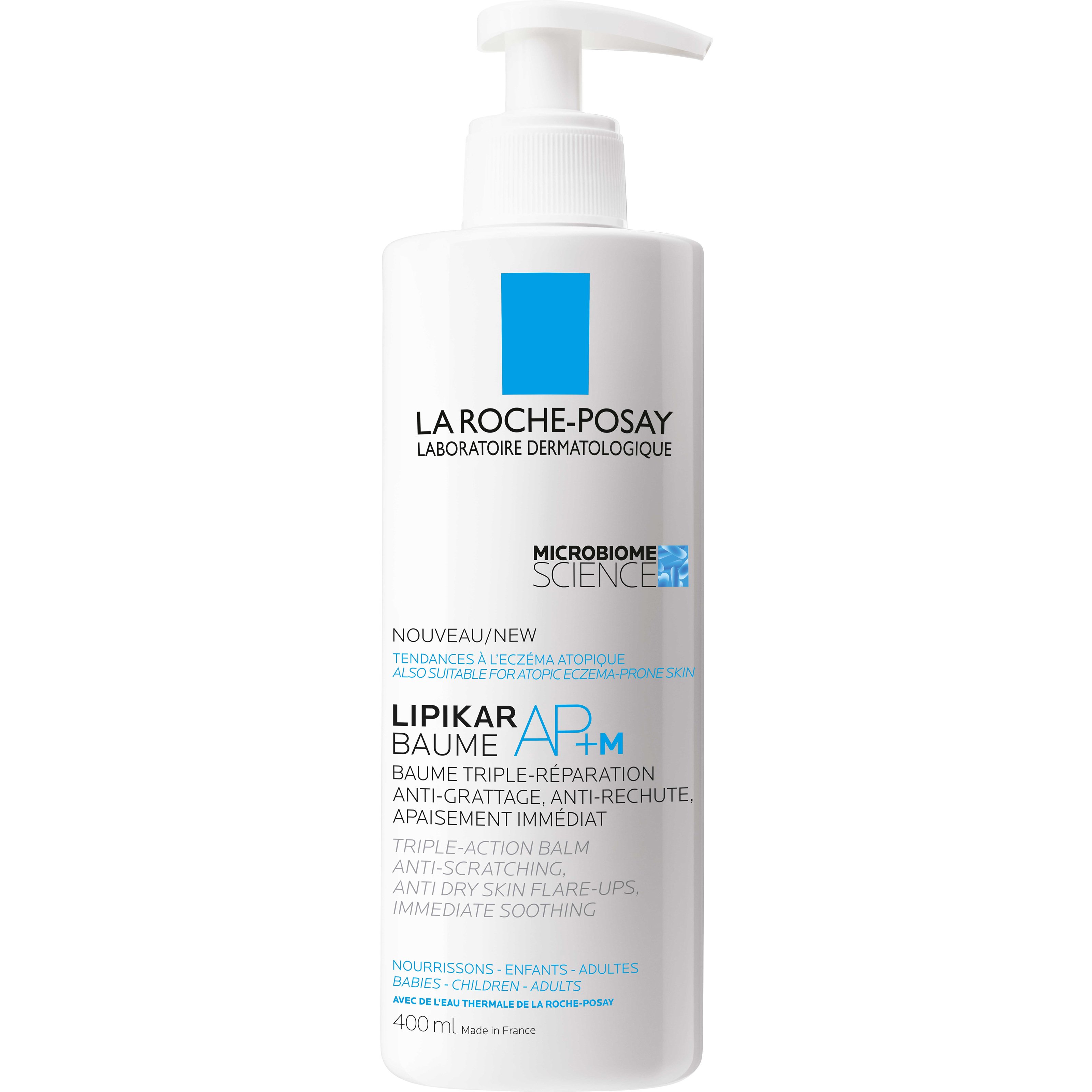 La Roche-Posay Lipikar Baume AP+M 400ml Μαλακτικό Βάλσαμο με Τριπλή Δράση Ενάντια στον Κνησμό, Κατάλληλο για Όλη την Οικογένεια 1 Τεμάχιο