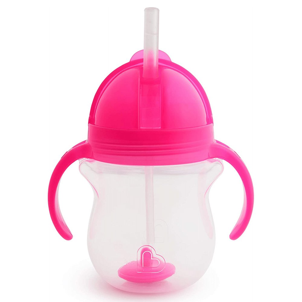 Munchkin Click Lock Tip & Sip Straw Cup Ποτήρι με Ευέλικτο Καλαμάκι 6m+, 207ml – ροζ