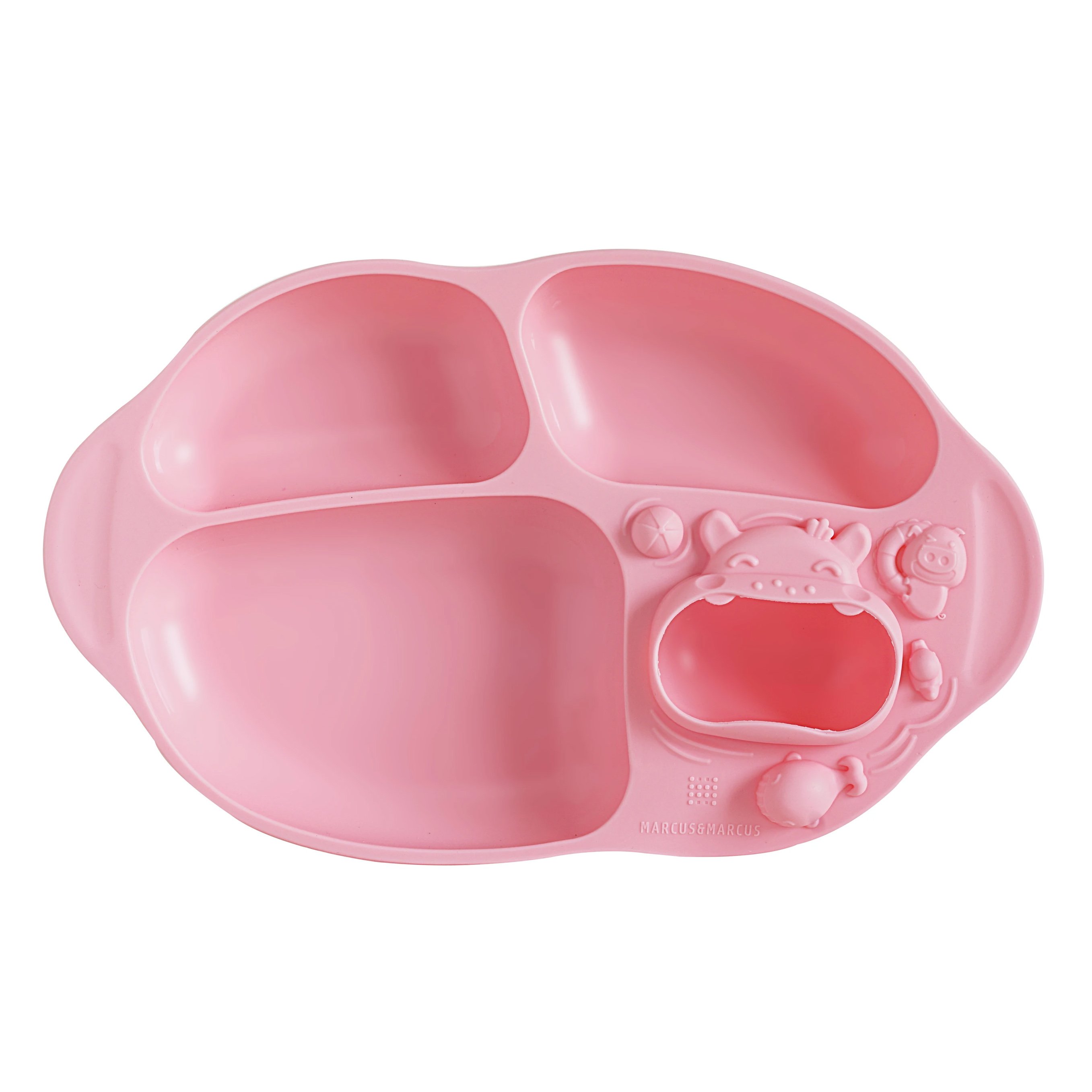 Marcus & Marcus Yummy Dips Suction Divided Plate Pokey Εκπαιδευτικό Παιδικό Πιάτο Σιλικόνης με Βεντούζα Στήριξης από 18 Μηνών – ροζ