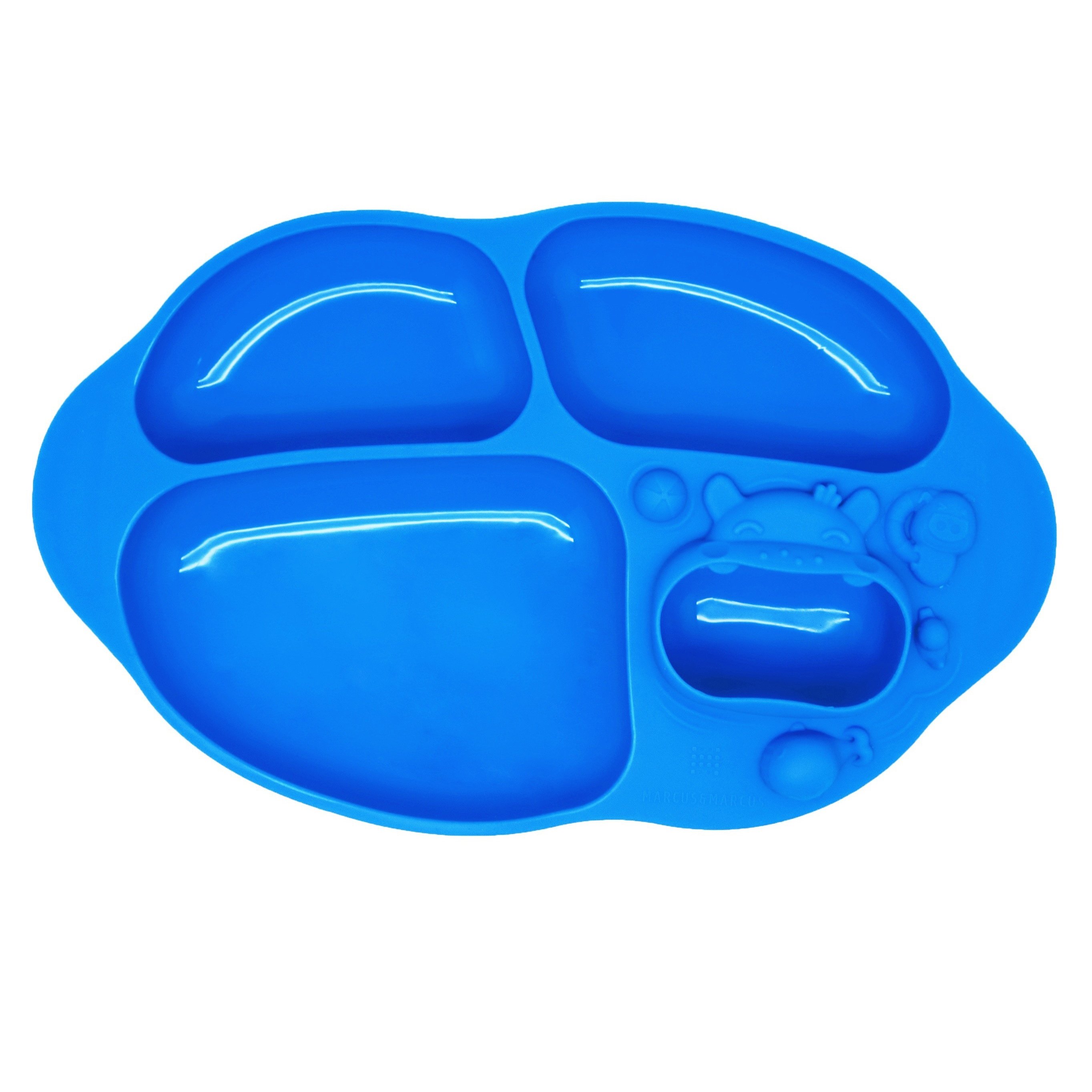 Marcus & Marcus Yummy Dips Suction Divided Plate Pokey Εκπαιδευτικό Παιδικό Πιάτο Σιλικόνης με Βεντούζα Στήριξης από 18 Μηνών – μπλέ