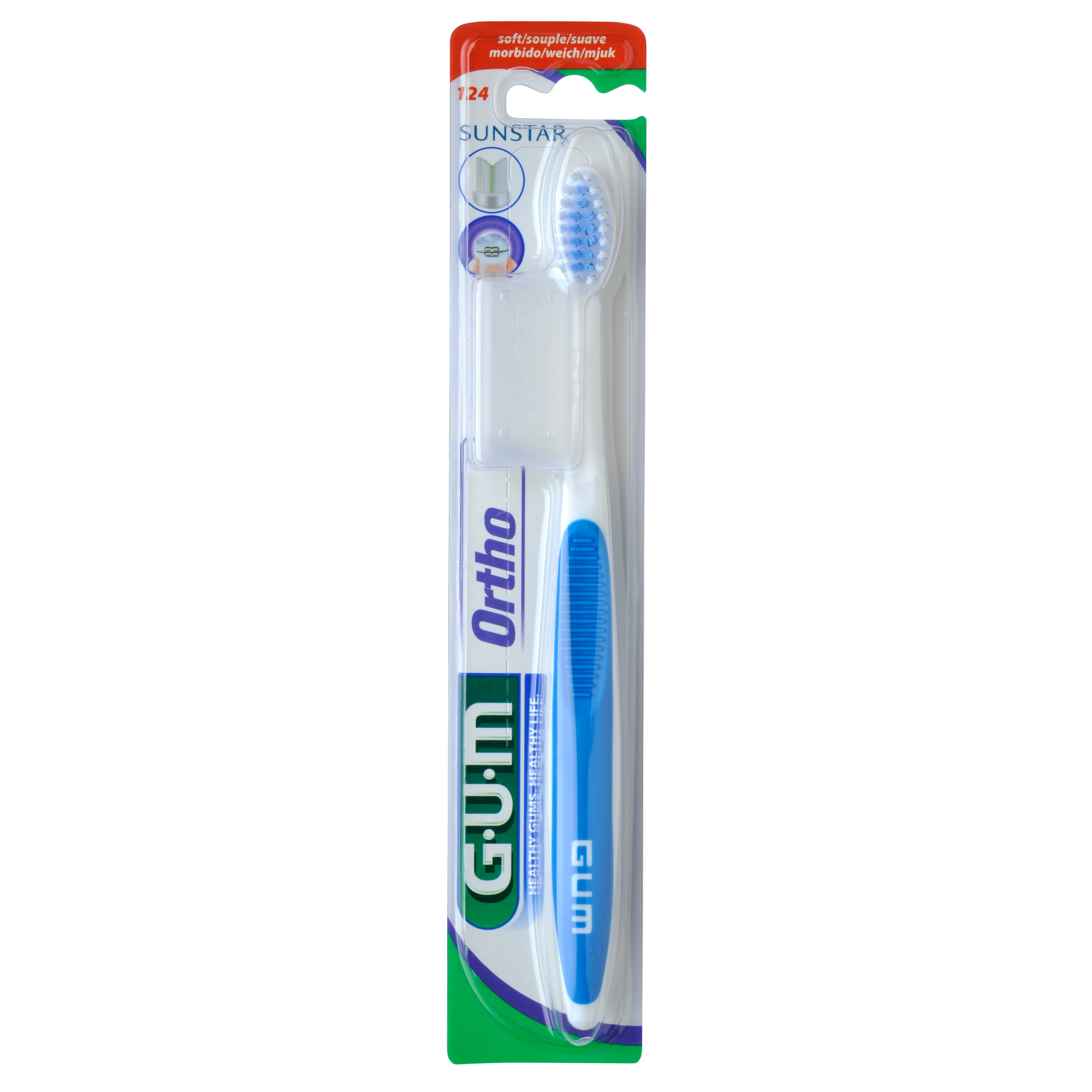 Gum Ortho Soft Οδοντόβουρτσα με Θήκη Προστασίας (124) – μπλέ