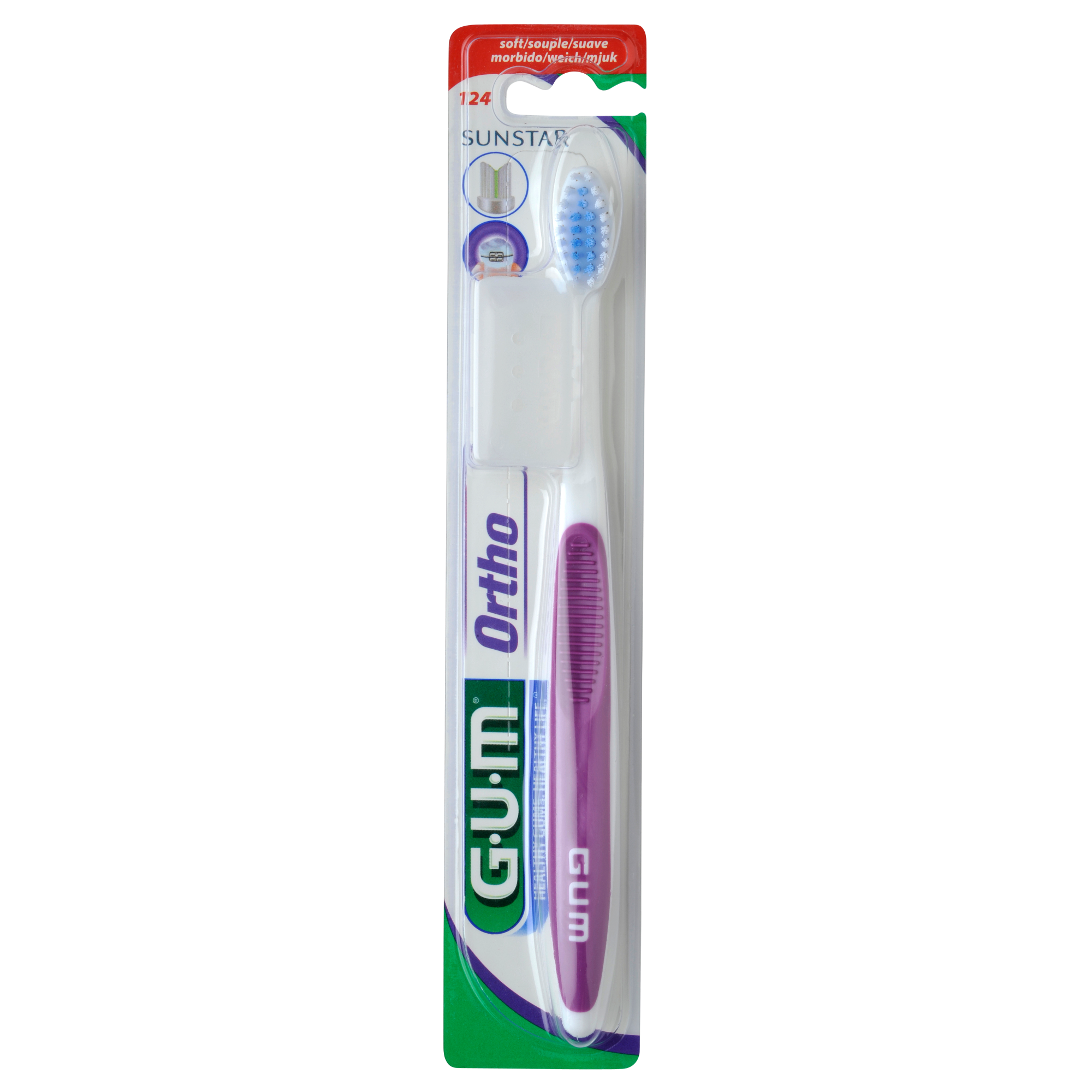 Gum Ortho Soft Οδοντόβουρτσα με Θήκη Προστασίας (124) – μωβ