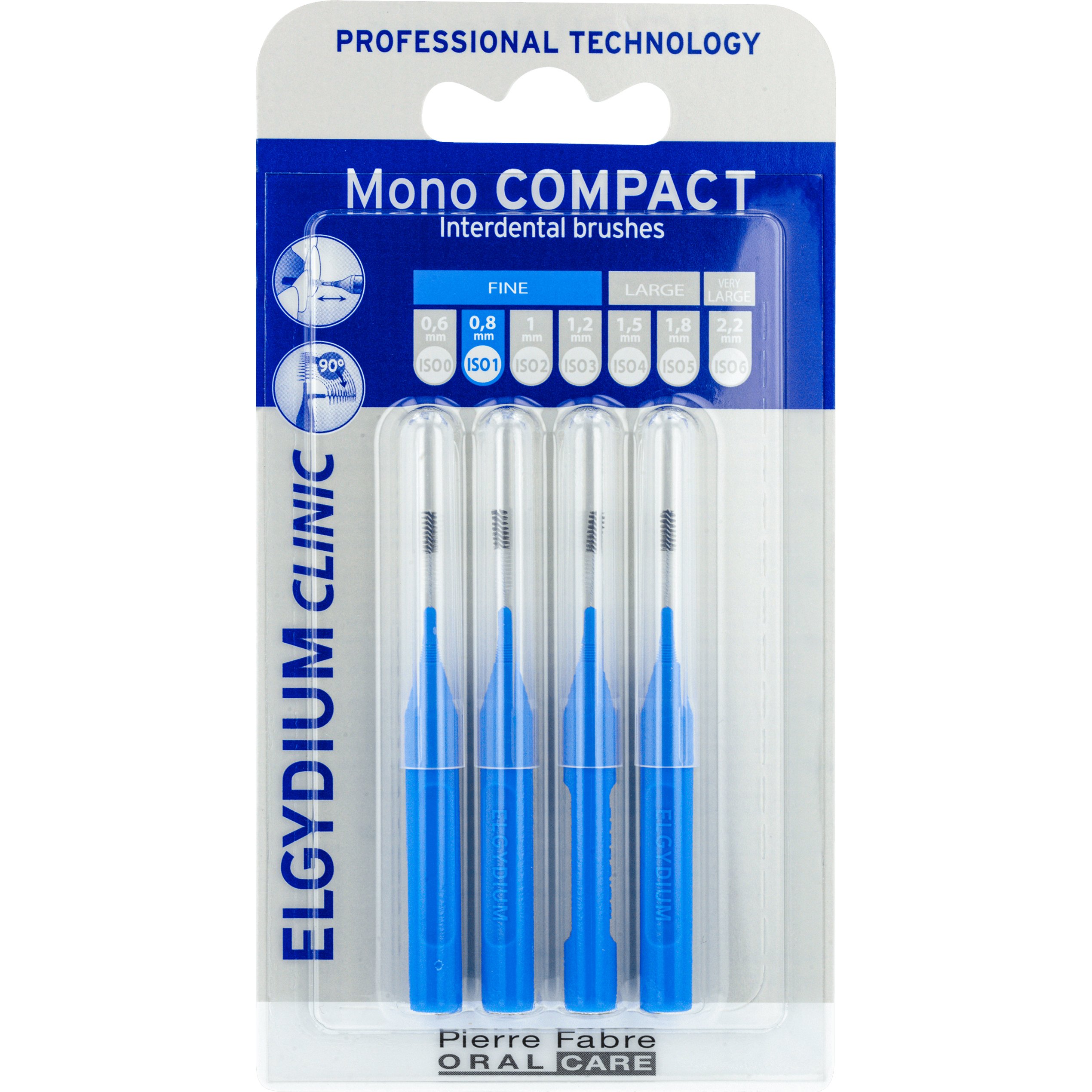 Elgydium Clinic Mono Compact Interdental Brushes 0.4mm Μεσοδόντια Βουρτσάκια Ιδανικά για Άτομα με Εμφυτεύματα ή Σιδεράκια 4 Τεμάχια