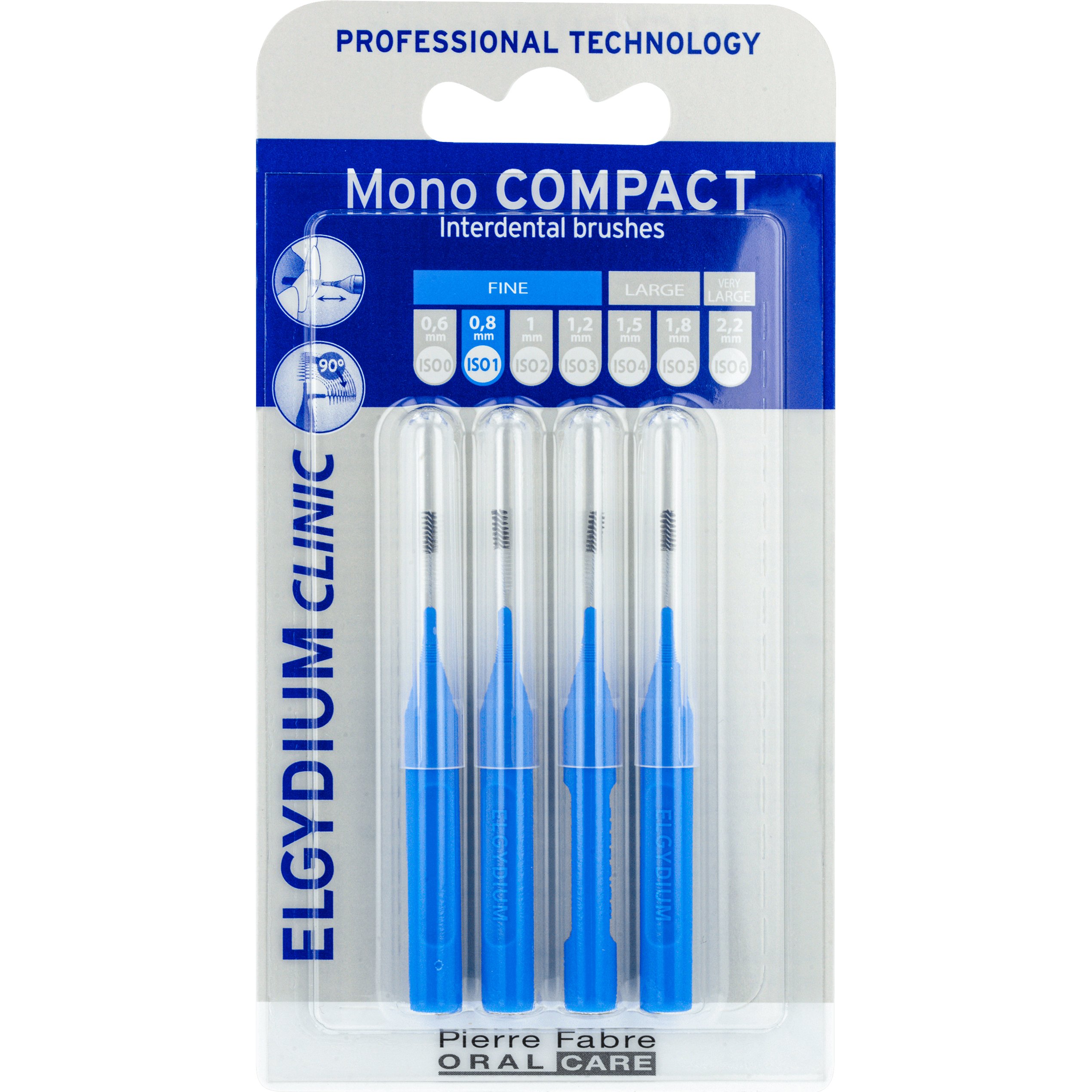 Elgydium Clinic Mono Compact Interdental Brushes 0.4mm Μεσοδόντια Βουρτσάκια Ιδανικά για Άτομα με Εμφυτεύματα ή Σιδεράκια 4 Τεμάχια