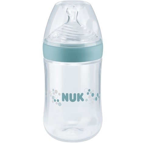 Nuk Nature Sense Γυάλινο Μπιμπερό με Θηλή Σιλικόνης Medium 0-6 Μηνών 240ml – πράσινο