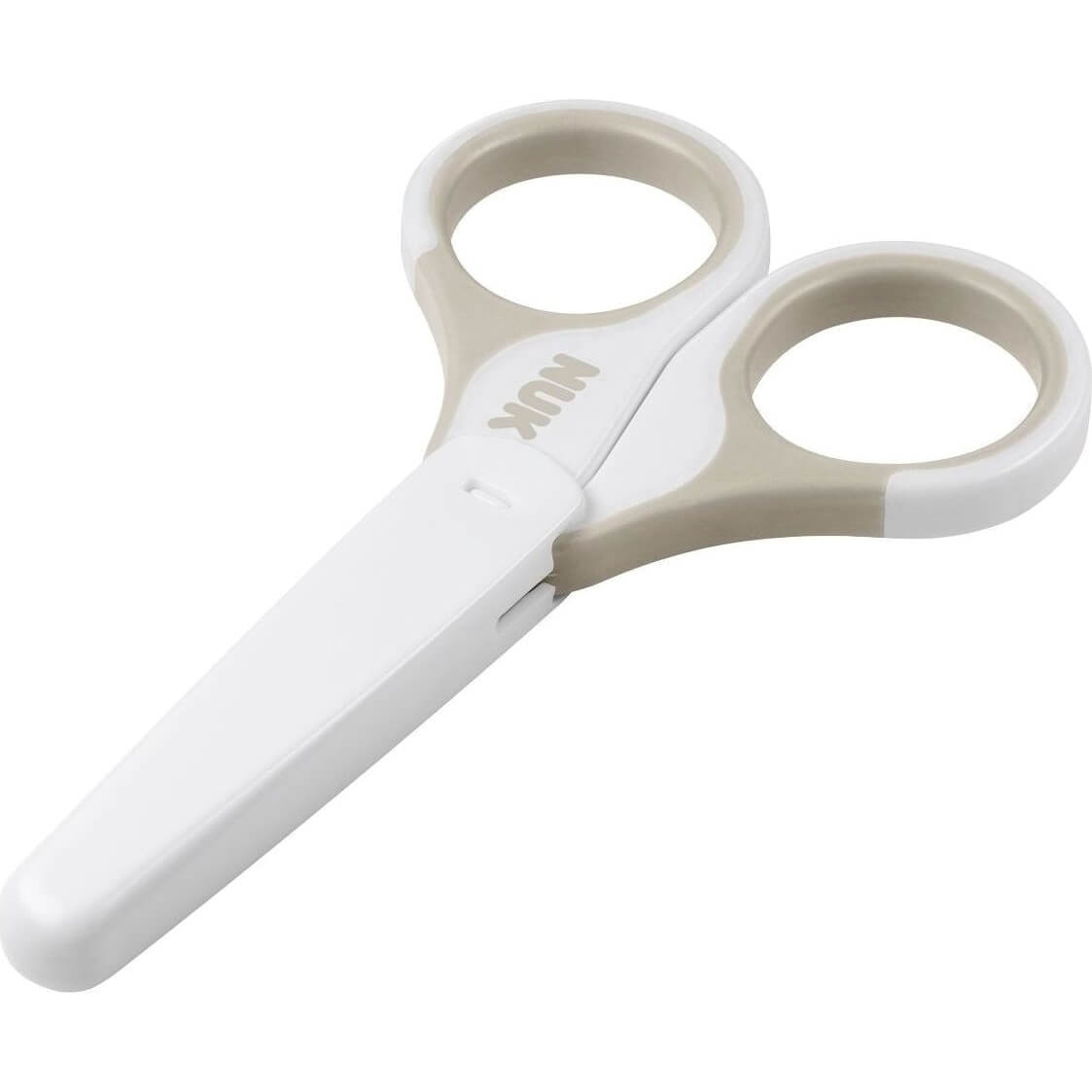 Ψαλιδάκι Ασφαλείας – Nuk 10750430,Κόβει με Ασφάλεια και Ακρίβεια, με Στρογγυλεμένες Μύτες και Προστατευτικό Καπάκι – άσπρο