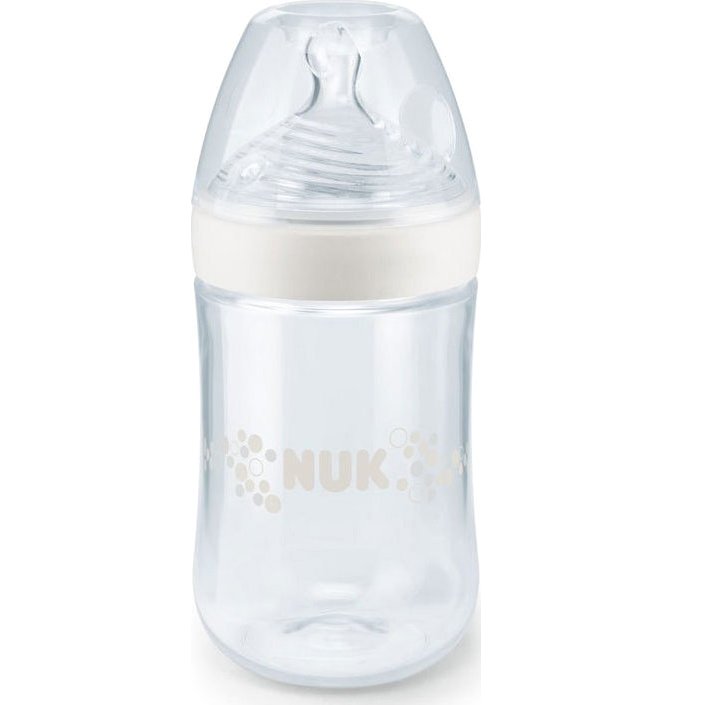 Nuk Nature Sense Μπιμπερό Πολυπροπυλενίου με Θηλή Σιλικόνης Medium 0-6 Μηνών 260ml – άσπρο