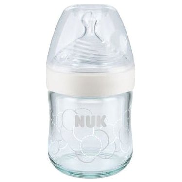 Nuk Nature Sense Γυάλινο Μπιμπερό με Θηλή Σιλικόνης Small 0-6 Μηνών 120ml – άσπρο