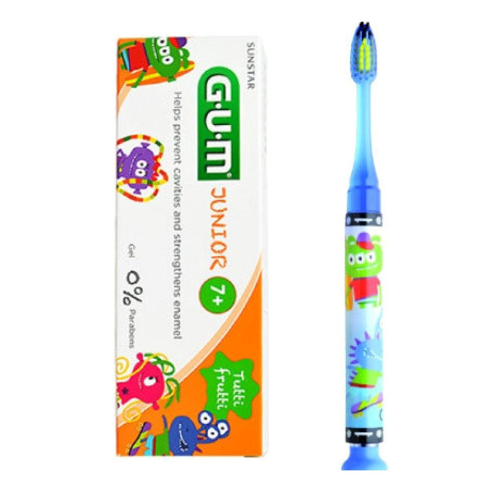Gum Promo Junior Light-Up Pink Soft Οδοντόβουρτσα & Δώρο Junior Οδοντόκρεμα 7-12 Ετών Tutti Frutti 50ml – μπλέ