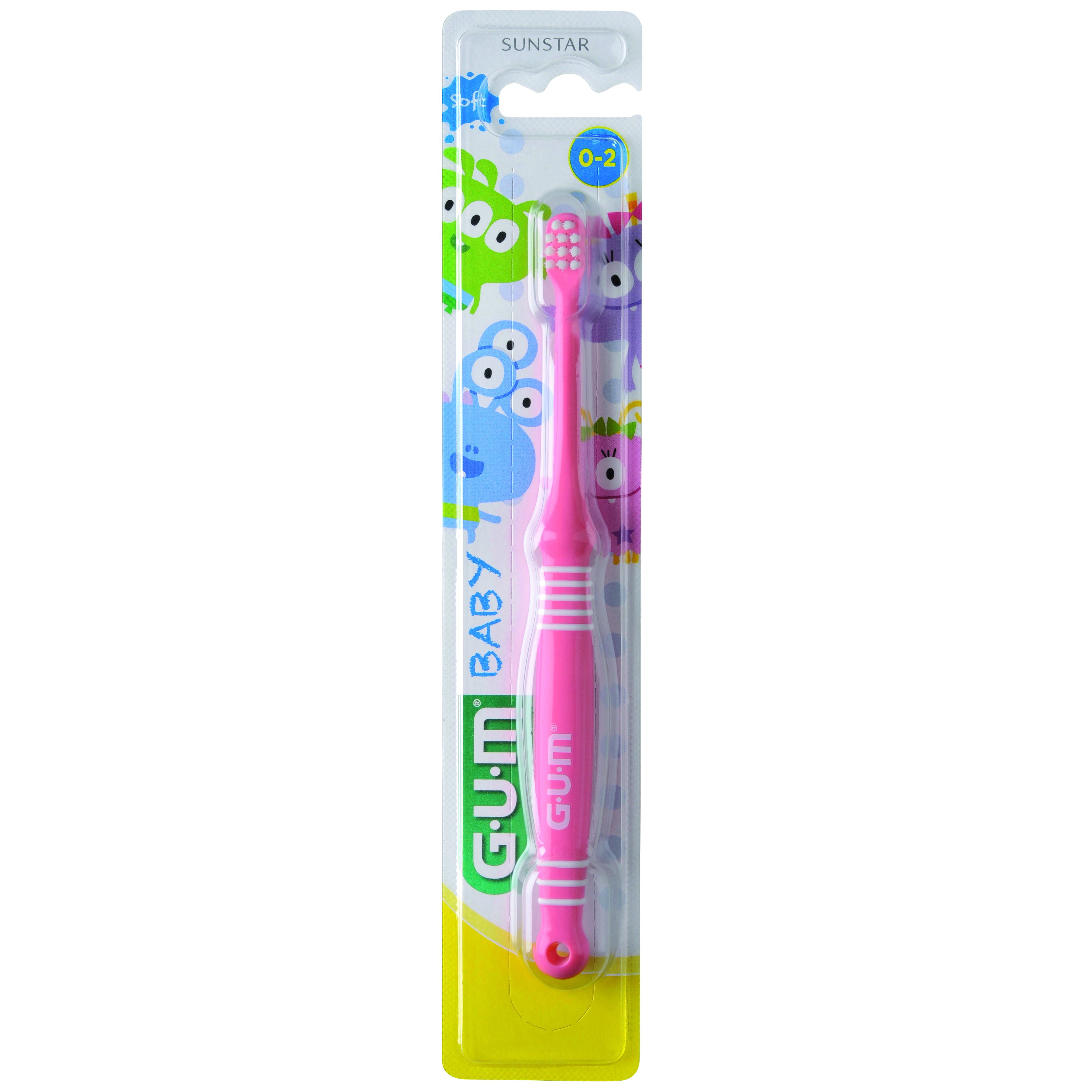 Gum Gum Baby 0-2 Years Soft Toothbrush Βρεφική Οδοντόβουρτσα με Μαλακές Τρίχες & Μικρή Κεφαλή για Ευκολία στη Χρήση 1 Τεμάχιο - Ροζ