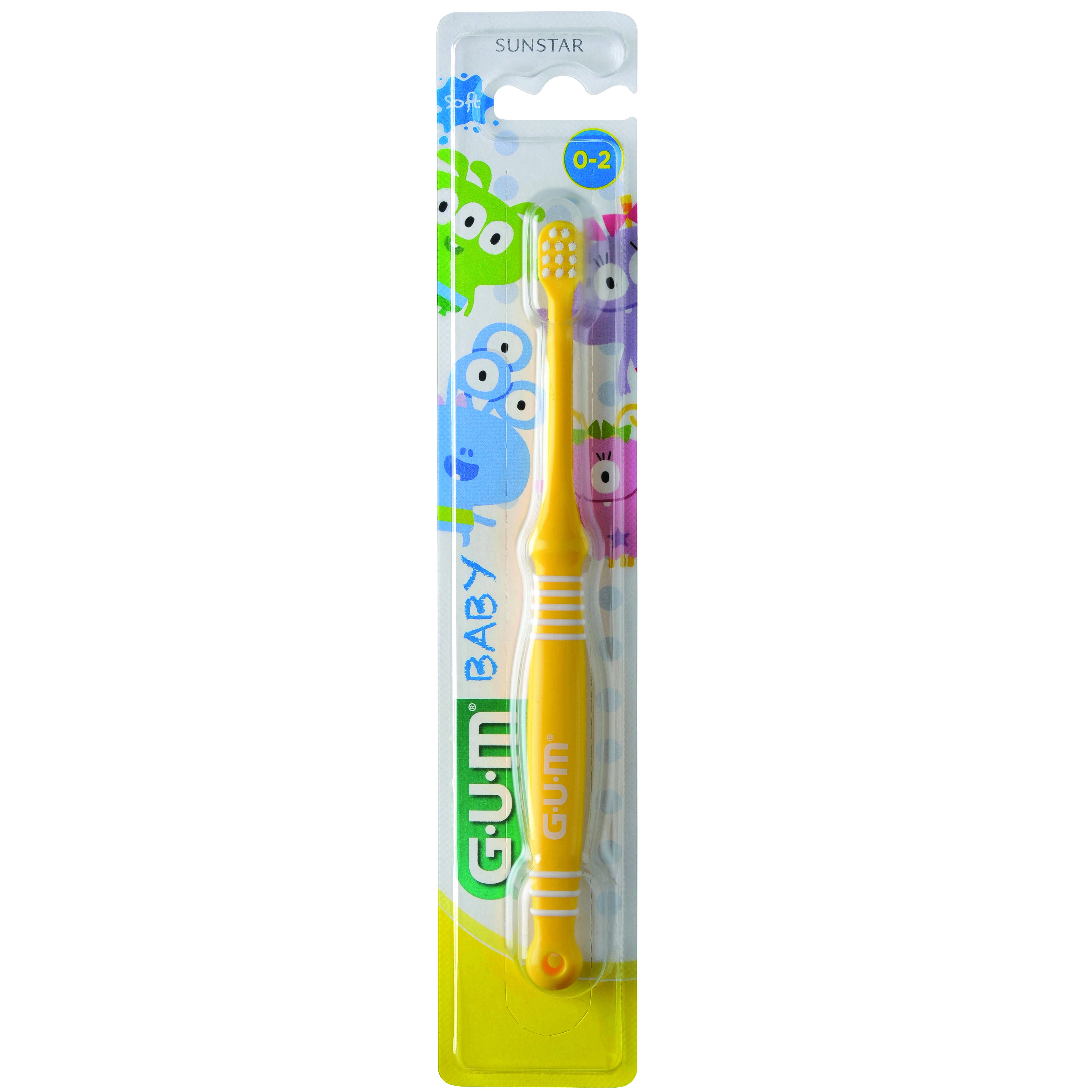 Gum Gum Baby 0-2 Years Soft Toothbrush Βρεφική Οδοντόβουρτσα με Μαλακές Τρίχες & Μικρή Κεφαλή για Ευκολία στη Χρήση 1 Τεμάχιο - Κίτρινο