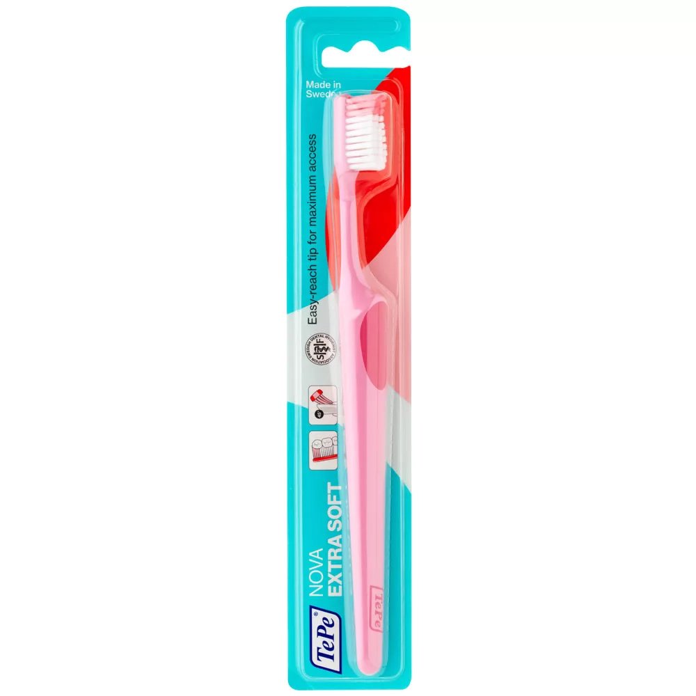 TePe Nova Extra Soft Οδοντόβουρτσα Πολύ Μαλακή, με Ειδικό Άκρο για Εύκολη Πρόσβαση στα Πίσω Δόντια 1 Τεμάχιο – ροζ