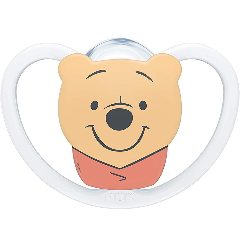 Nuk Space Disney Baby Winnie the Pooh 0-6m Πιπίλα Σιλικόνης με Βελτιωμένο Πρωτοποριακό Σχήμα 1 Τεμάχιο – Λευκό