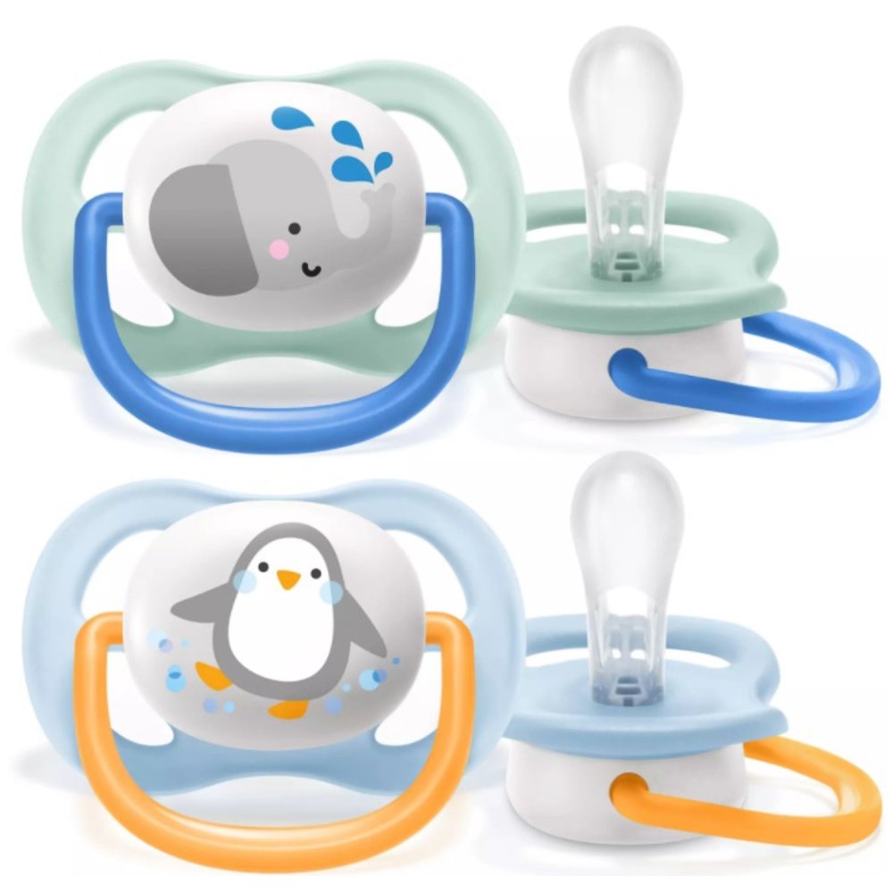 Avent Ultra Air Animals Πιπίλα Σιλικόνης 0-6 Μηνών SCF080/11 2 Τεμάχια – Πράσινο – Γαλάζιο