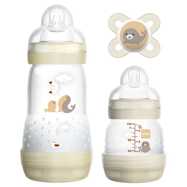 Mam Easy Start Anti-Colic Starter Set 0m+ Κωδ 655 Βρεφικό Σετ 2 Μπιμπερό & 1 Πιπίλα Ιδανικό για το Νεογέννητο 1 Τεμάχιο - άσπρο