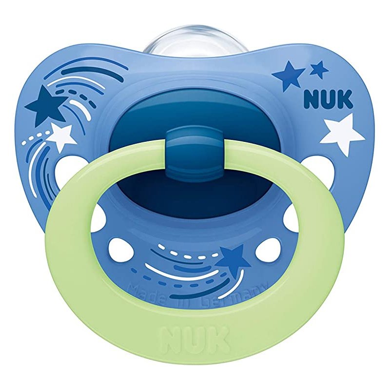 Nuk Signature Night Orthodontic Silicone Soother Ορθοδοντική Πιπίλα Σιλικόνης 6-18 Μηνών με Θήκη 1 Τεμάχιο – γαλάζιο