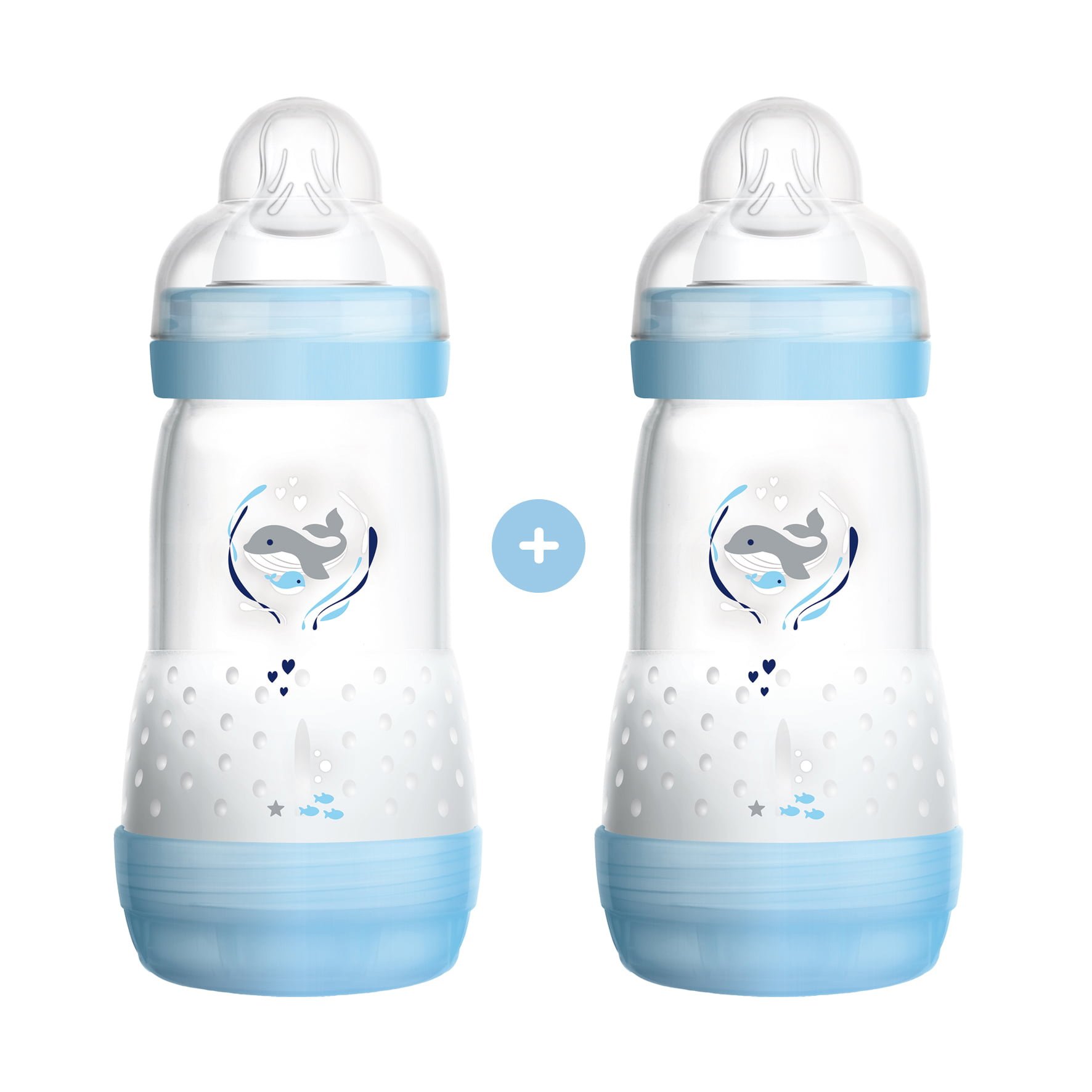 Mam Promo Pack Easy Start™ Anti-Colic Nature Safari 2+ Μηνών Κωδ 355S Μπιμπερό Πολυπροπυλενίου με Θηλή Σιλικόνης 2x260ml – Μπλε 2