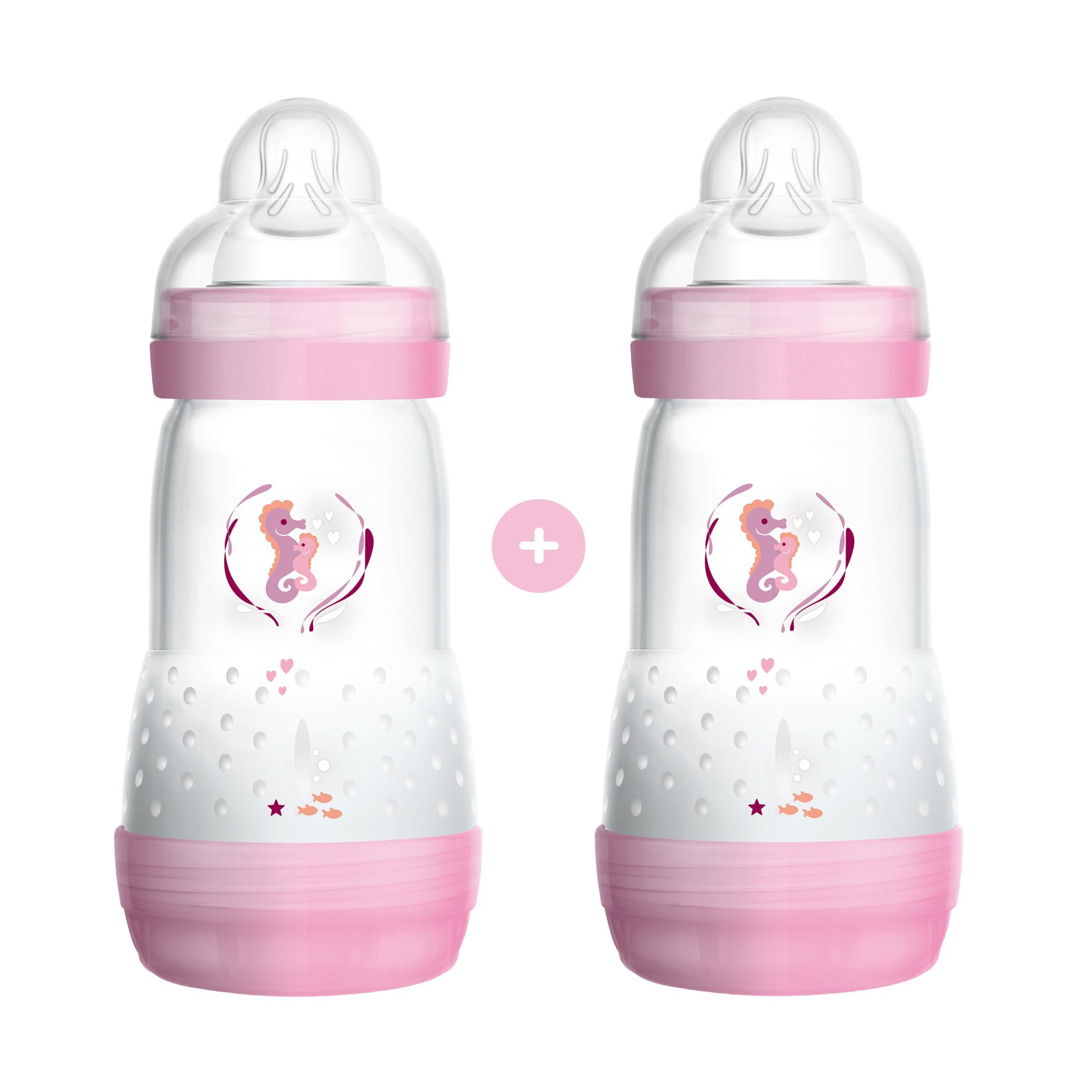 Mam Promo Pack Easy Start™ Anti-Colic Nature Safari 2+ Μηνών Κωδ 355S Μπιμπερό Πολυπροπυλενίου με Θηλή Σιλικόνης 2x260ml – Ροζ 2