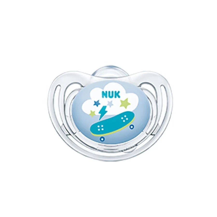 Nuk Freestyle Πιπίλα Σιλικόνης 1 Τεμάχιο - 6-18 Μηνών Διάφανο Γαλάζιο
