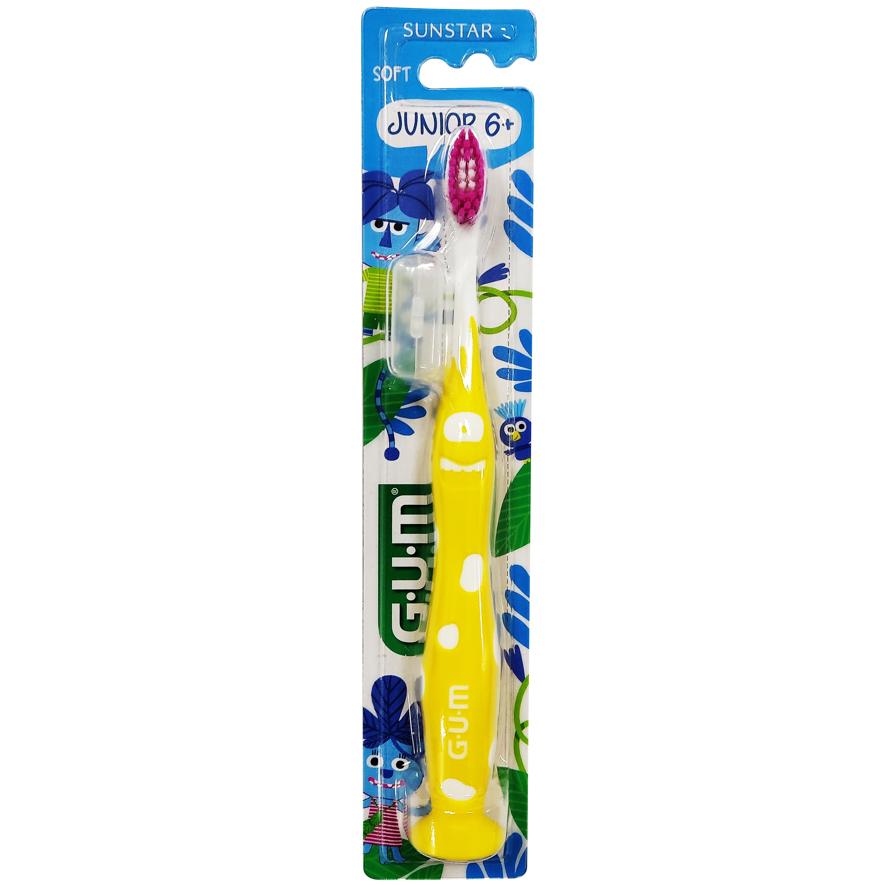 Gum Gum Junior 6+ Soft Toothbrush Παιδική Μαλακή Οδοντόβουρτσα με Βάση Βεντούζα 1 Τεμάχιο - Κίτρινο