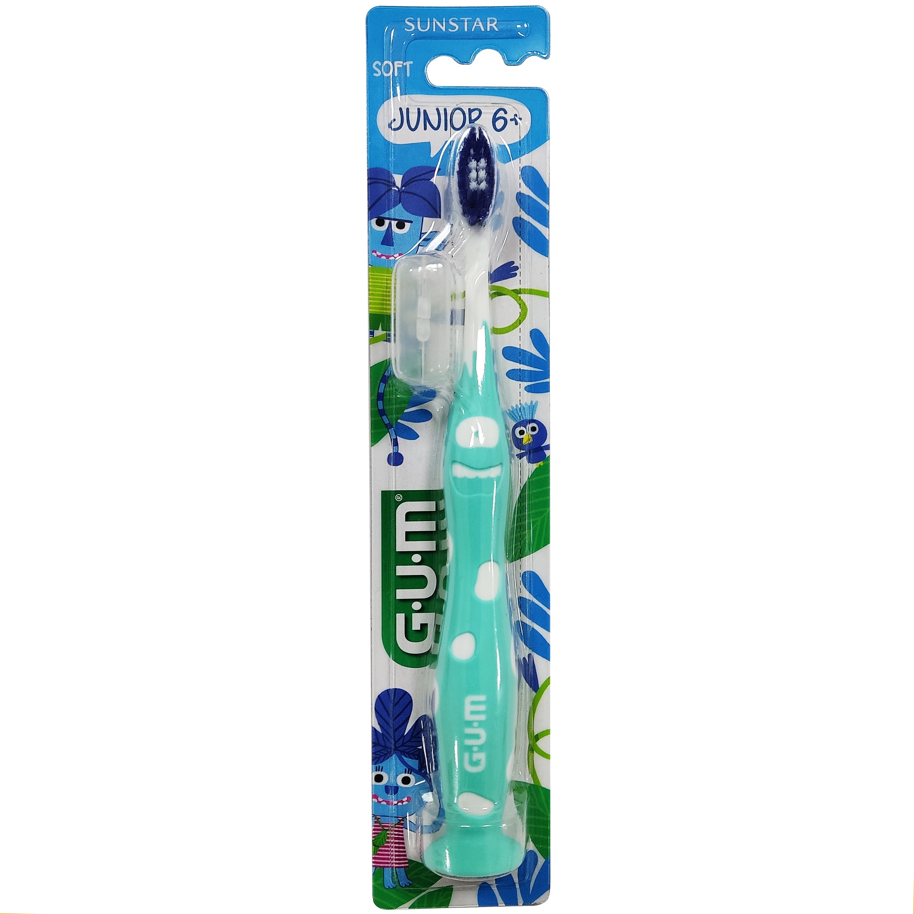 Gum Gum Junior 6+ Soft Toothbrush Παιδική Μαλακή Οδοντόβουρτσα με Βάση Βεντούζα 1 Τεμάχιο - Σιελ