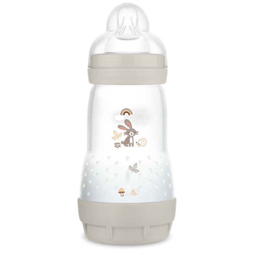 Mam Easy Start™ Anti-Colic 2+ Μηνών, Κωδ 351S Μπιμπερό Πολυπροπυλενίου με Θηλή Σιλικόνης & Σύστημα Κατά των Κολικών 260ml – γκρι