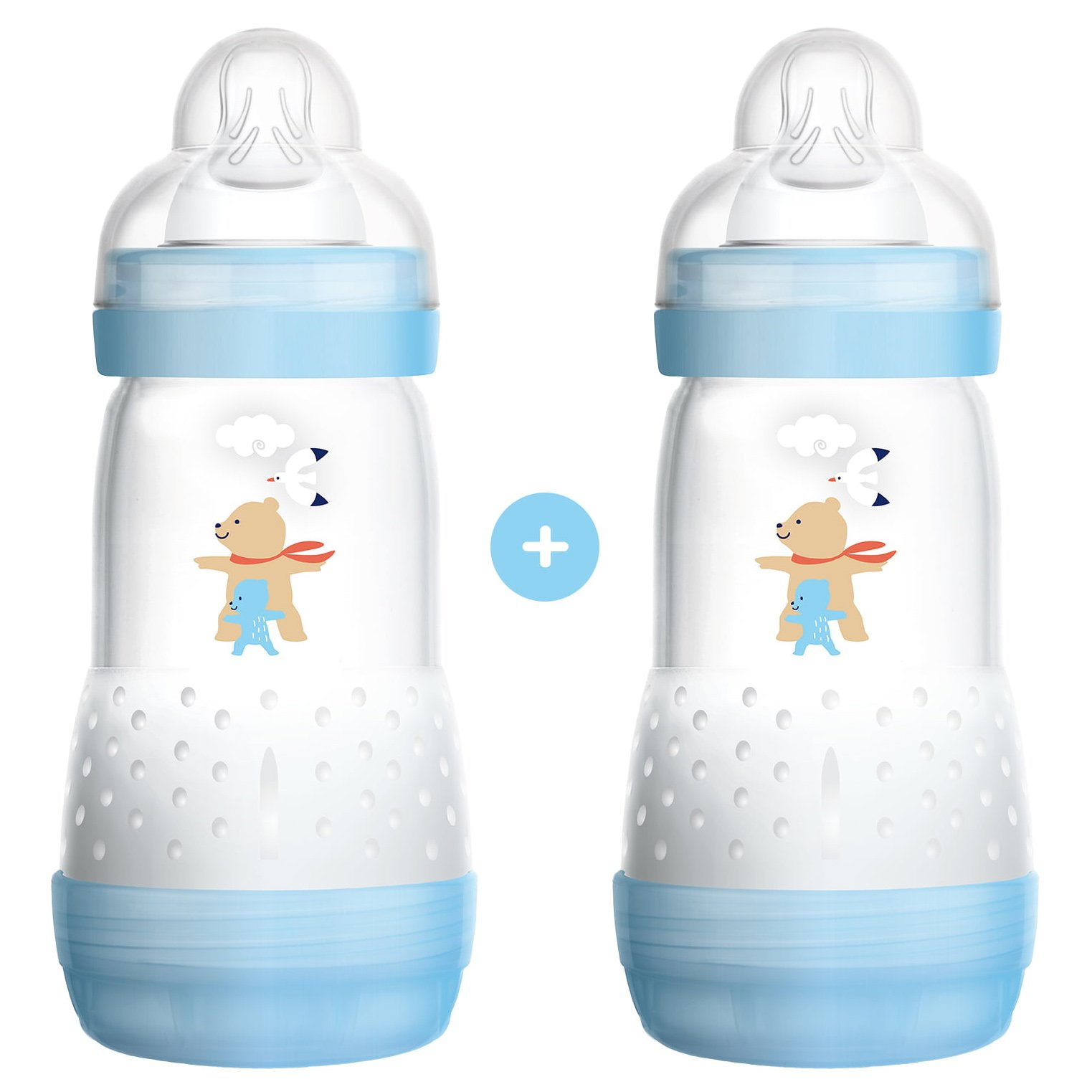 Mam Promo Pack Easy Start™ Anti-Colic Nature Safari 2+ Μηνών Κωδ 355S Μπιμπερό Πολυπροπυλενίου με Θηλή Σιλικόνης 2x260ml – μπλέ