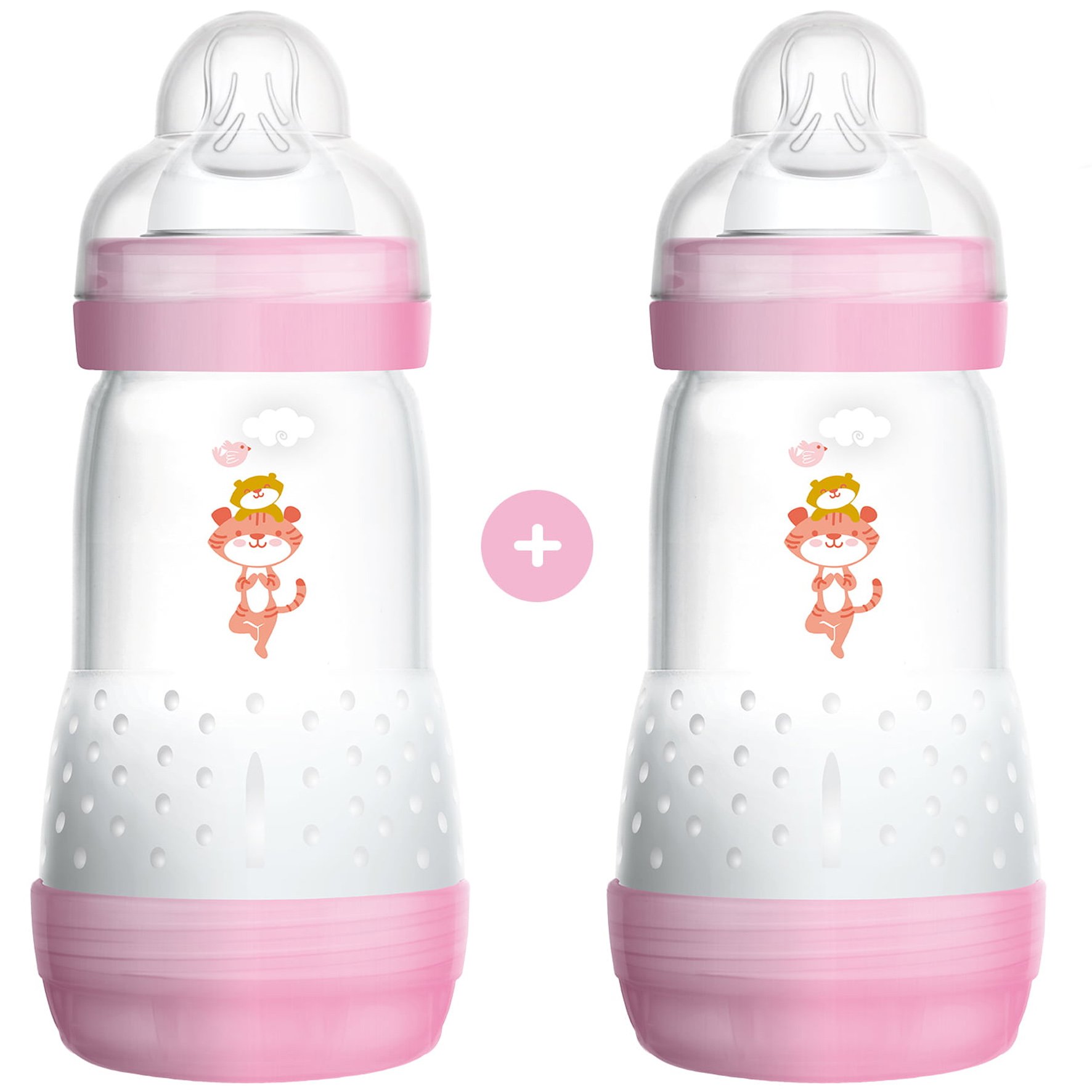Mam Promo Pack Easy Start™ Anti-Colic Nature Safari 2+ Μηνών Κωδ 355S Μπιμπερό Πολυπροπυλενίου με Θηλή Σιλικόνης 2x260ml – ροζ