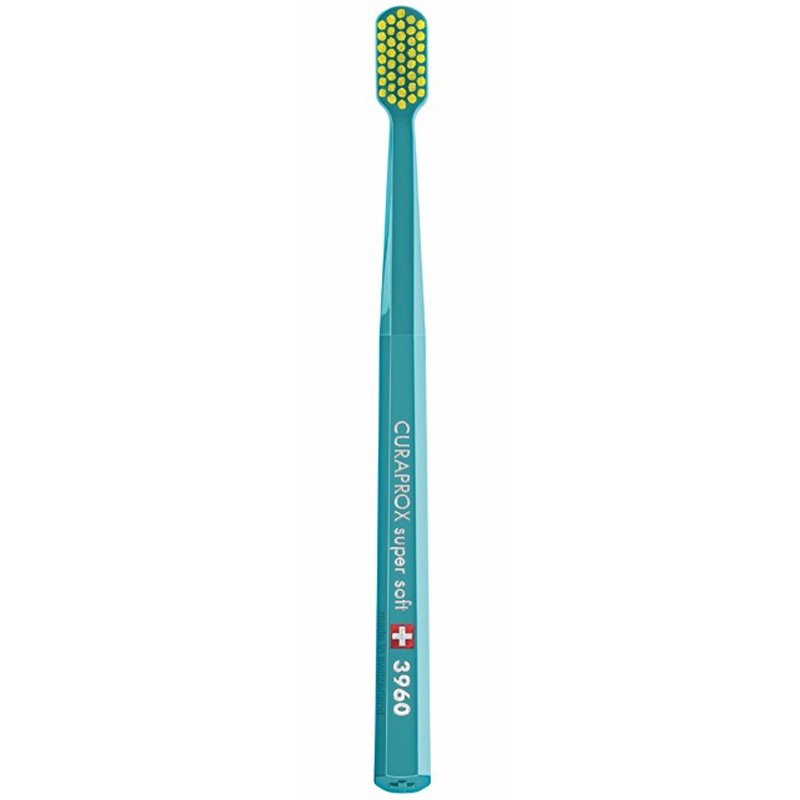 Curaprox CS 3960 Super Soft Toothbrush Πολύ Μαλακή Οδοντόβουρτσα με Εξαιρετικά Απαλές & Ανθεκτικές Ίνες Curen για Αποτελεσματικό Καθαρισμό 1 Τεμάχιο – Πετρόλ/ Κίτρινο