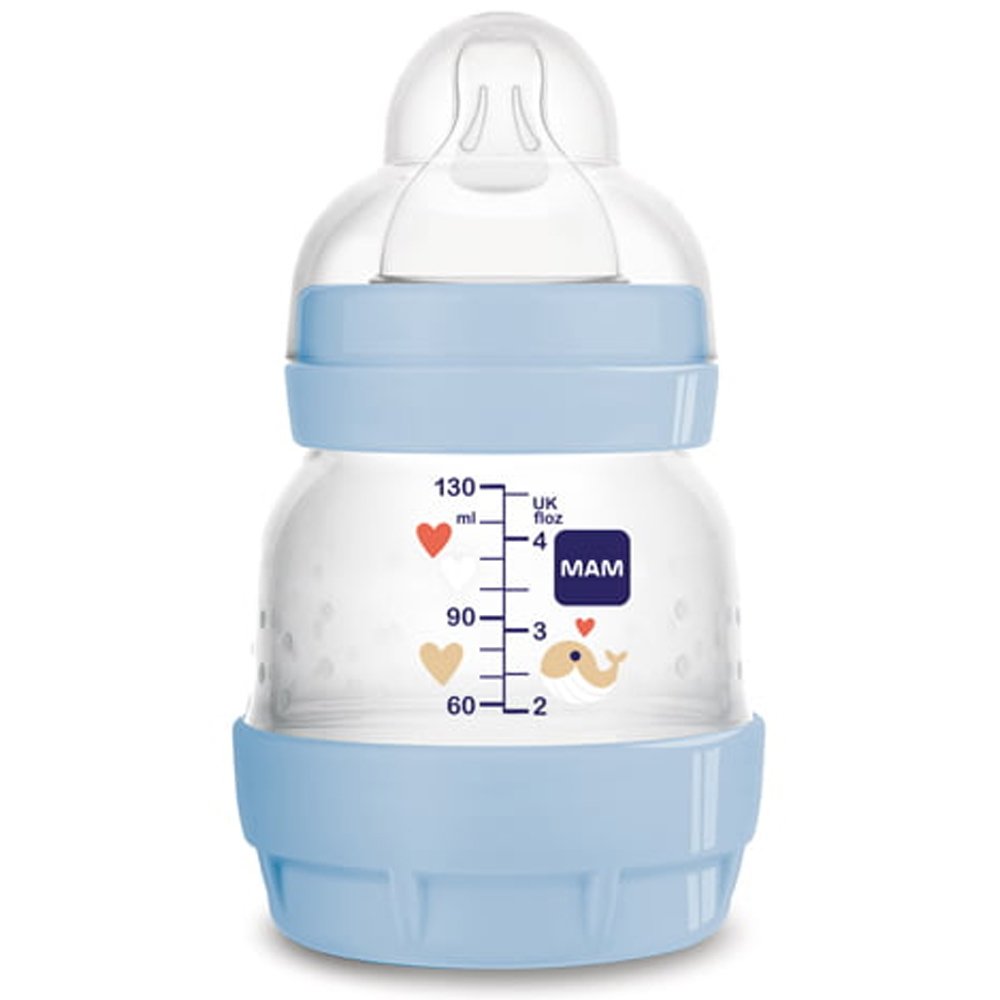 Mam Easy Start™ Anti-Colic 0m+ Μπιμπερό Πολυπροπυλενίου με Θηλή Σιλικόνης & Σύστημα Κατά των Κολικών Κωδ 353S 130ml – Γαλάζιο
