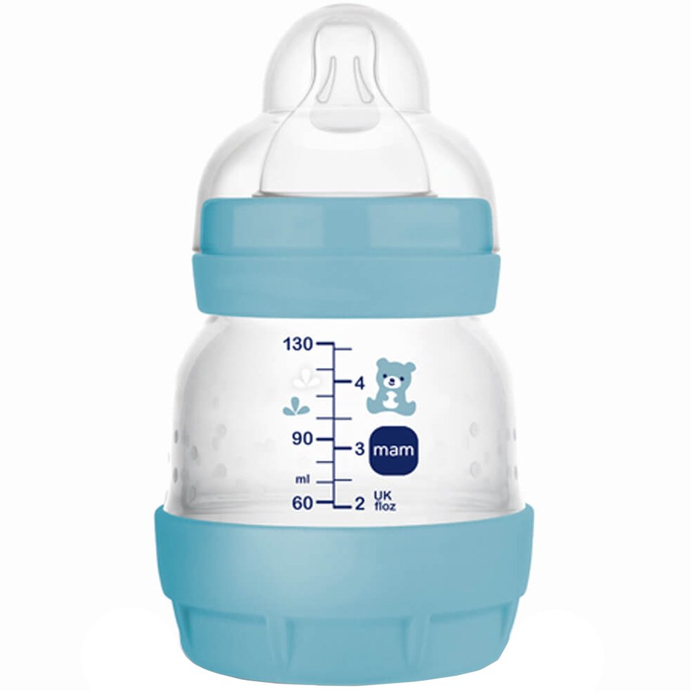 Mam Mam Easy Start™ Anti-Colic 0m+ Μπιμπερό Πολυπροπυλενίου με Θηλή Σιλικόνης & Σύστημα Κατά των Κολικών Κωδ 353S 130ml - Μπλε