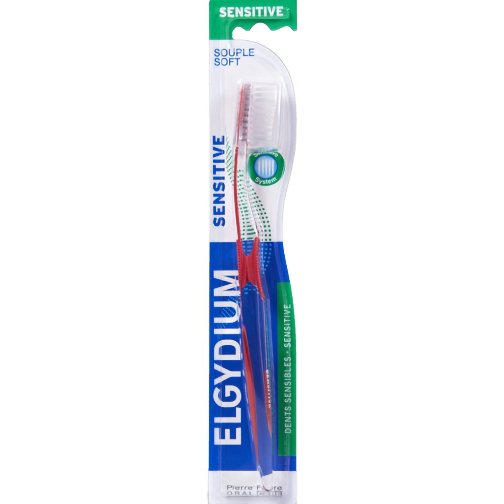 Pierre Fabre Oral Care Elgydium Sensitive Toothbrush Soft Χειροκίνητη Μαλακή Οδοντόβουρτσα Κατάλληλη για Ευαίσθητα Δόντια 1 Τεμάχιο - κόκκινο