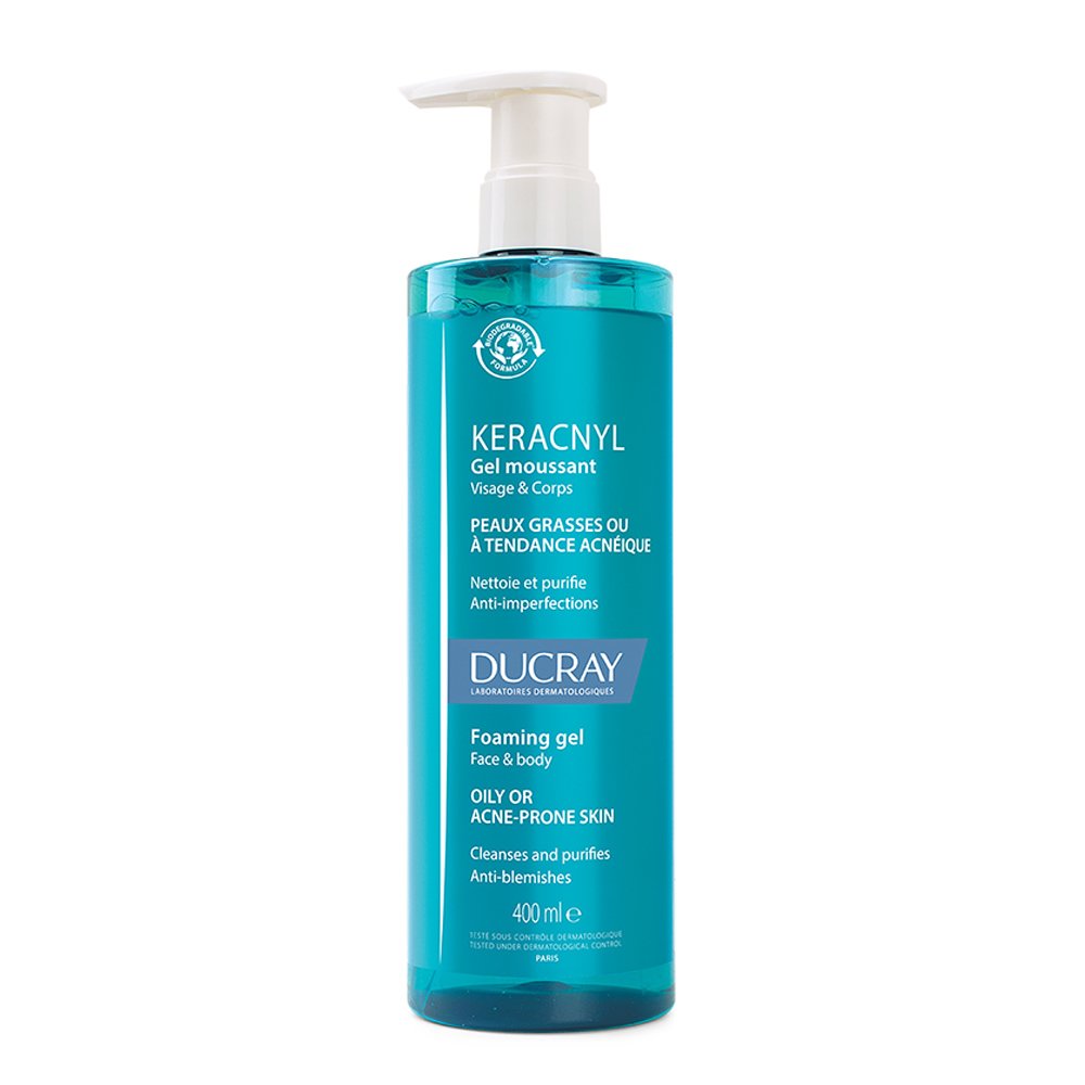 Ducray Keracnyl Gel Moussant Gel Καθαρισμού Προσώπου & Σώματος για Δέρματα με Ατέλειες – 400ml