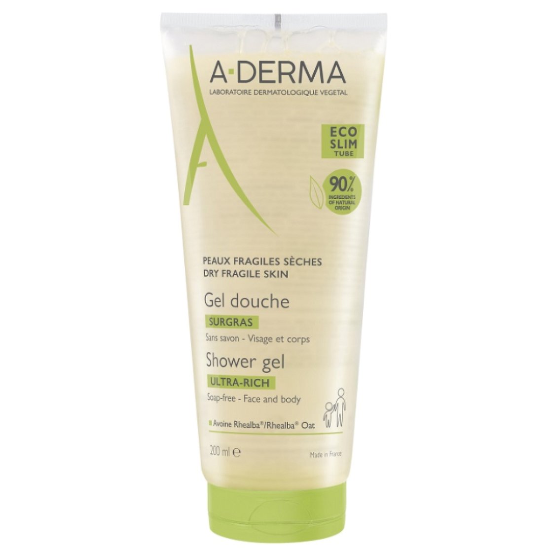 A-Derma Shower Gel for Face & Body Θρεπτικό Αφρόλουτρο Προσώπου & Σώματος, Κατάλληλο για Ξηρά Δέρματα 200ml