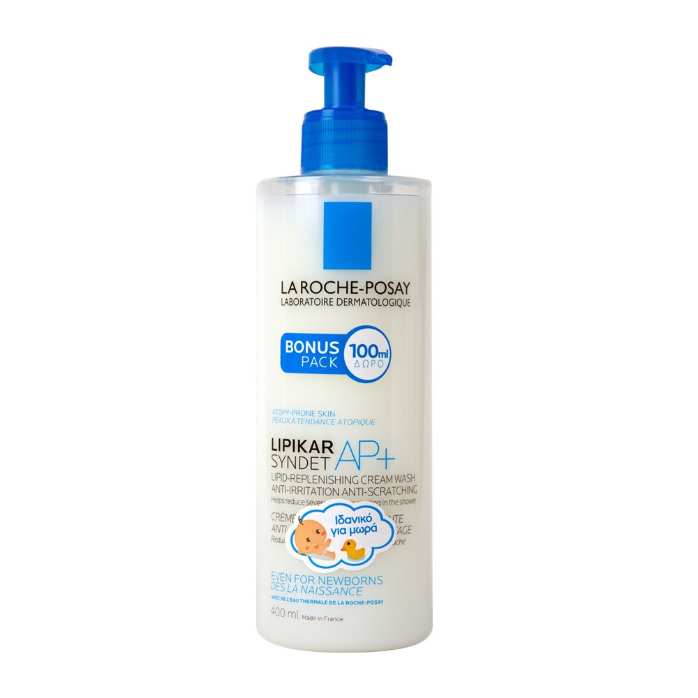 La Roche-Posay Lipikar Syndet AP+ Κρέμα Καθαρισμού για Αναπλήρωση των Λιπιδίων, Κατά των Ερεθισμών & του Κνησμού, Χωρίς Σαπούνι – 400ml