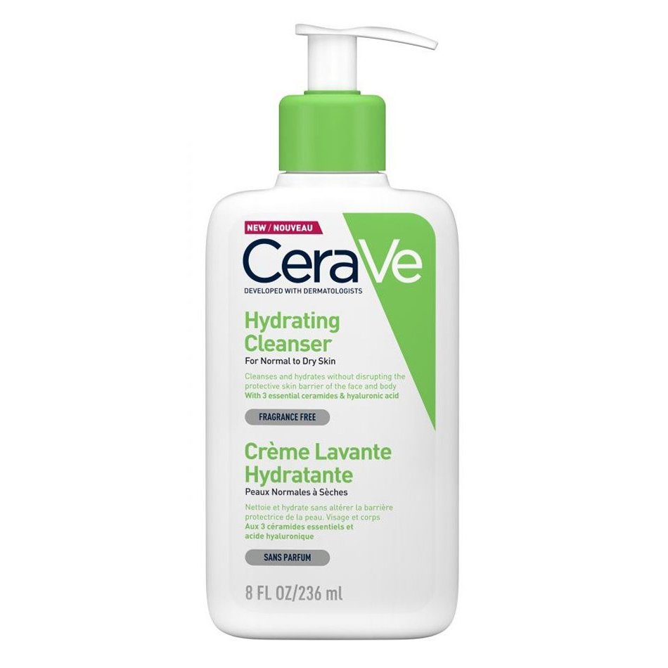 CeraVe Hydrating Cleanser Face & Body Cream for Normal to Dry Skin Ενυδατική Κρέμα Καθαρισμού Προσώπου, Σώματος για Κανονική & Ξηρή Επιδερμίδα 236ml