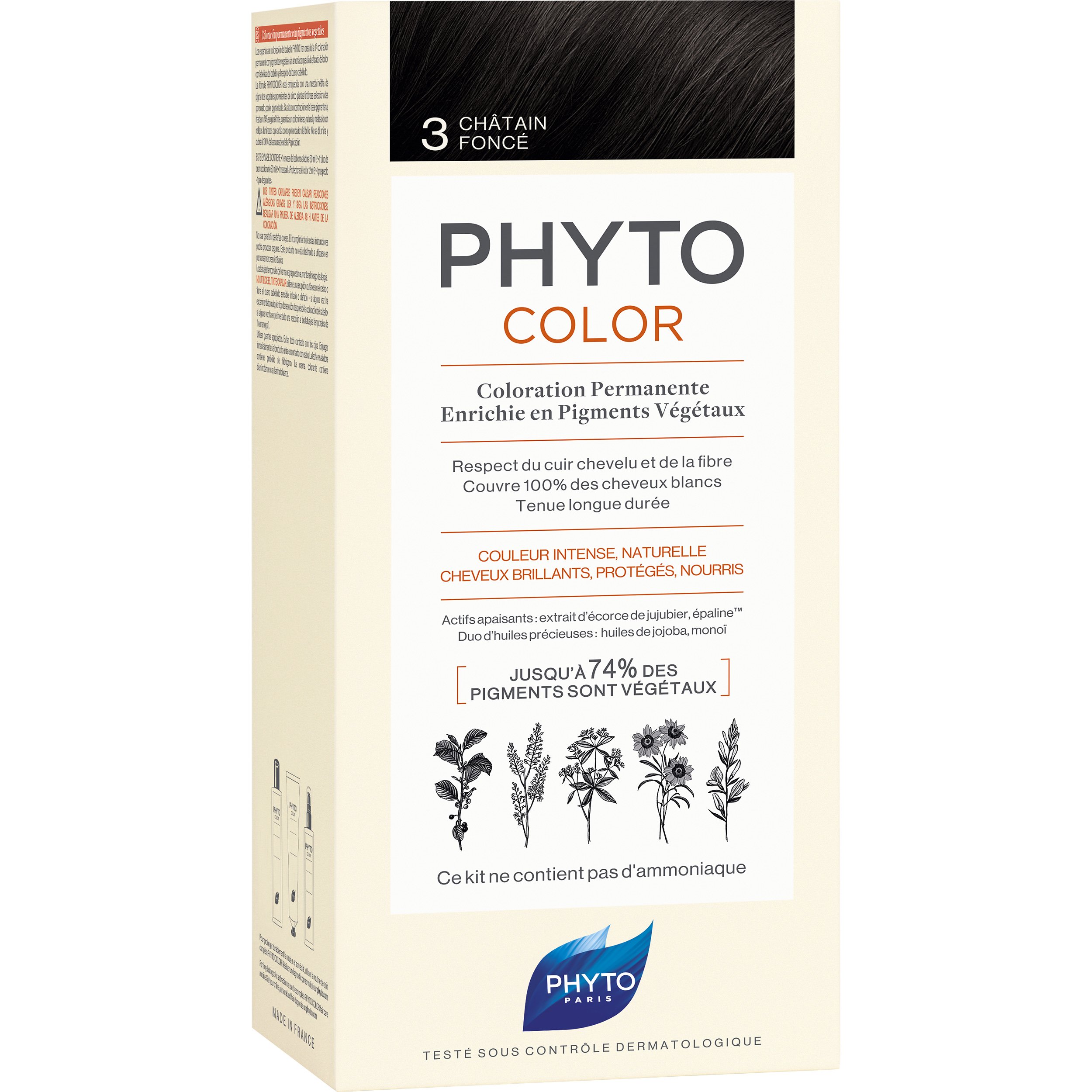 Phyto PhytoColor Coloration Permanente η No1 Μόνιμη Βαφή Μαλλιών Χωρίς Χρωστικές Ουσίες & Αμμωνία – 3 Καστανό Σκούρο