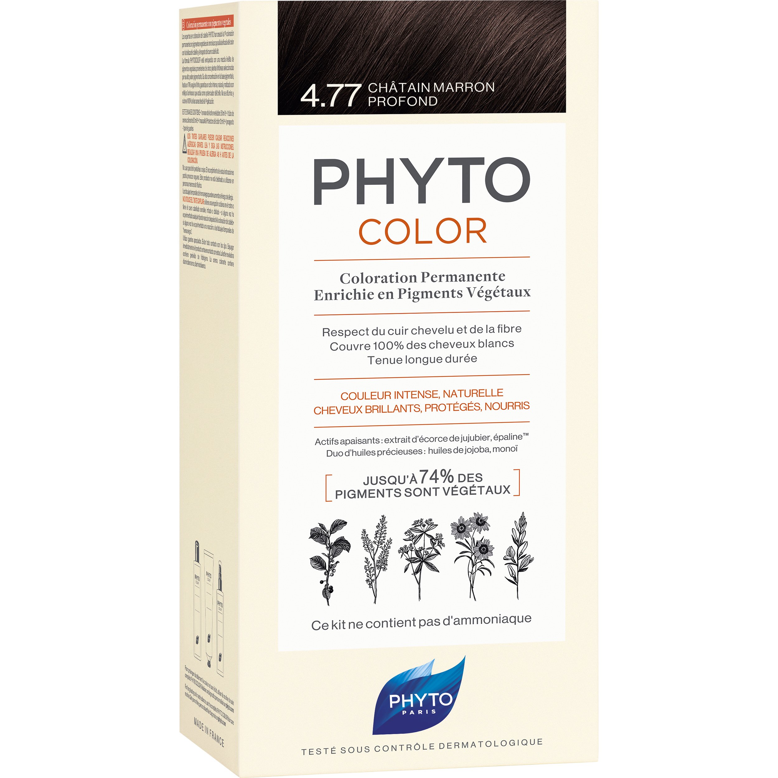 Phyto PhytoColor Coloration Permanente η No1 Μόνιμη Βαφή Μαλλιών Χωρίς Χρωστικές Ουσίες & Αμμωνία – 4.77 Καστανό Έντονο Μαρόν