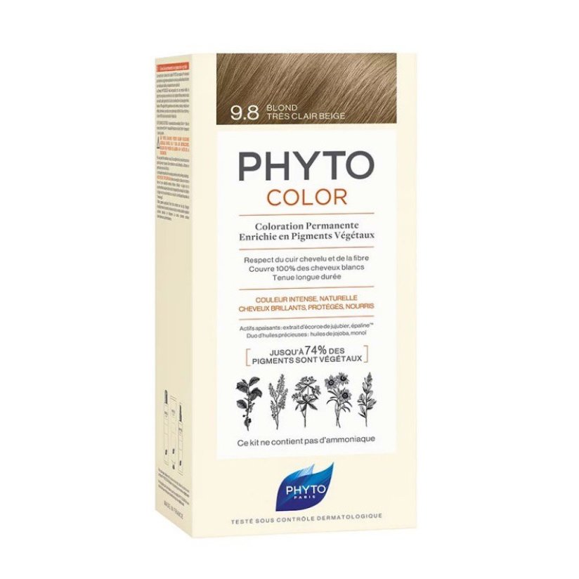 Phyto PhytoColor Coloration Permanente η No1 Μόνιμη Βαφή Μαλλιών Χωρίς Χρωστικές Ουσίες & Αμμωνία – 9.8 Ξανθό Πολύ Ανοιχτό Μπεζ