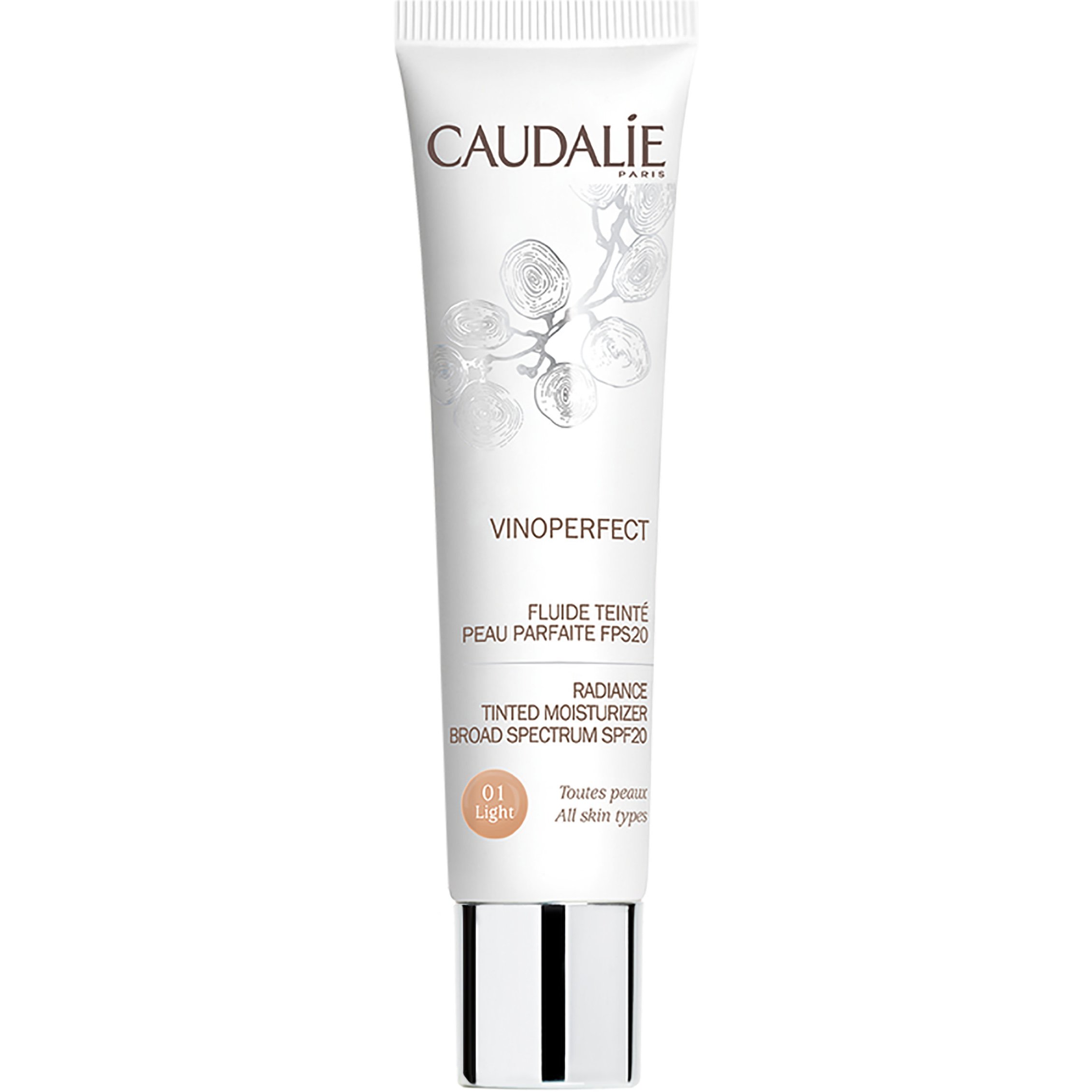 Caudalie Vinoperfect Radiance Tinted Moisturizer Broad Spectrum Spf20 Μη Λιπαρή, Επικαλυπτική Κρέμα Κατά των Ατελειών 40ml – 01 Light