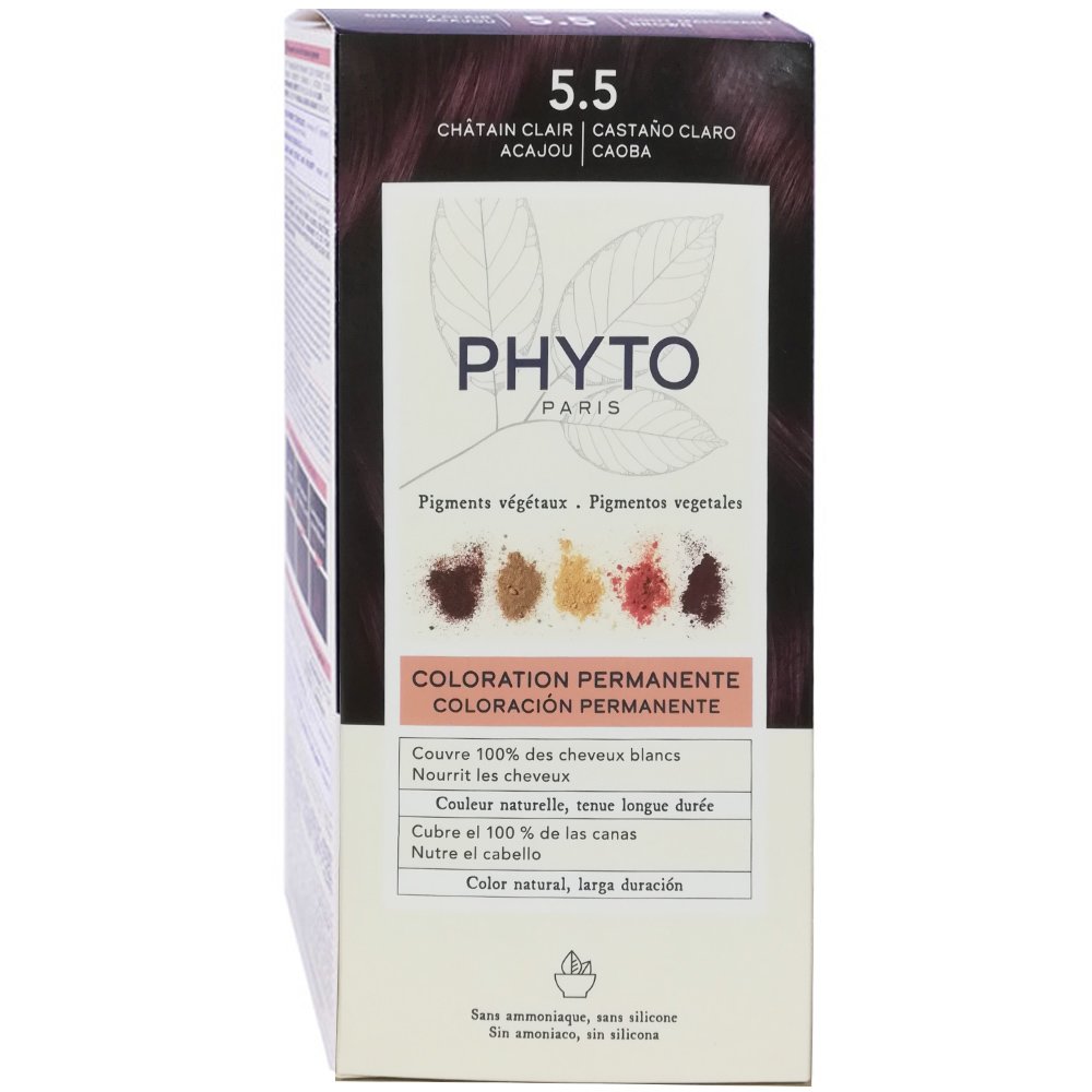 Phyto PhytoColor Coloration Permanente η No1 Μόνιμη Βαφή Μαλλιών Χωρίς Χρωστικές Ουσίες & Αμμωνία – 5.5 Ανοιχτό Καστανό Μαονί
