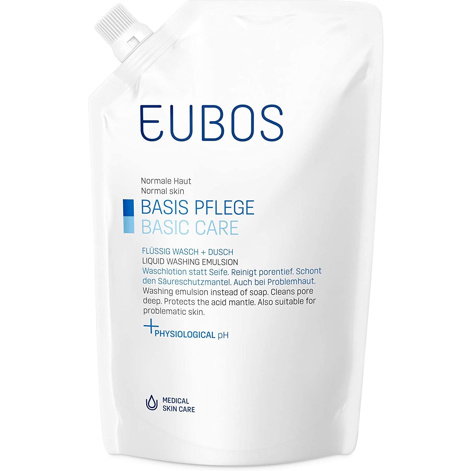 Eubos Basic Care Blue Liquid Washing Emulsion Υγρό Καθαρισμού για την Καθημερινή Περιποίηση Προσώπου & Σώματος – 400ml Refill