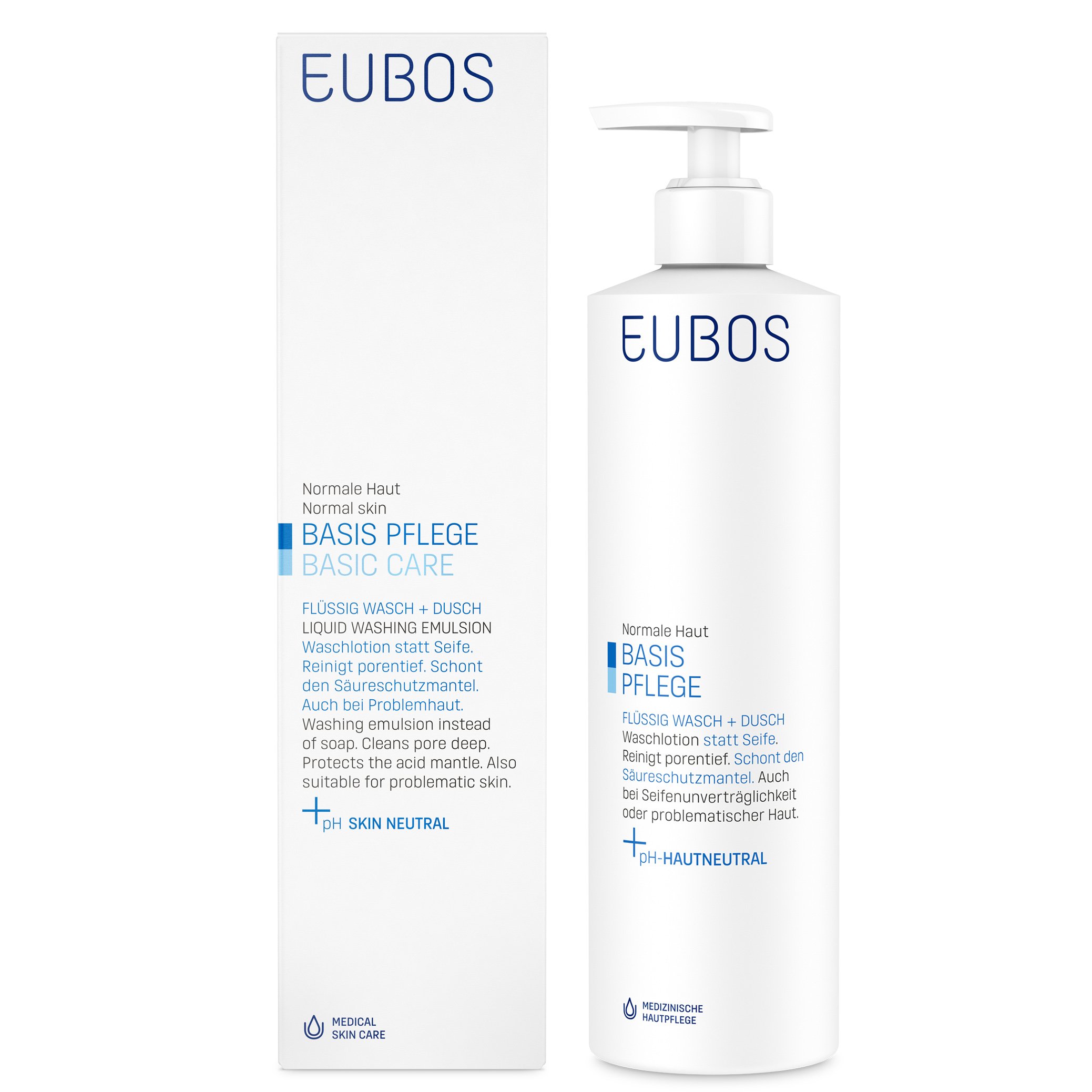 Eubos Basic Care Blue Liquid Washing Emulsion Υγρό Καθαρισμού για την Καθημερινή Περιποίηση Προσώπου & Σώματος – 400ml