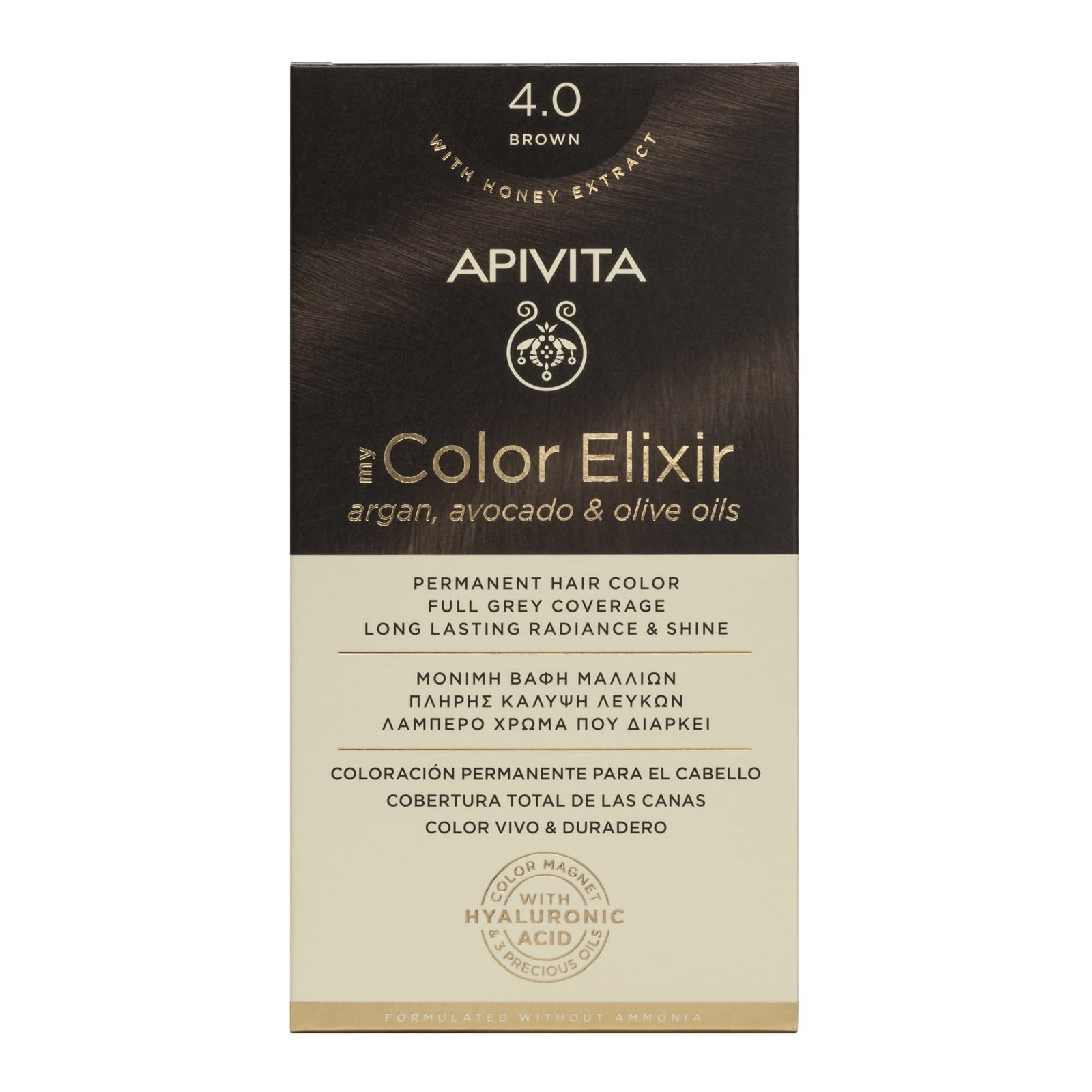 Apivita My Color Elixir Μόνιμη Βαφή Μαλλιών με Καινοτόμο Σύστημα Color Magnet που Σταθεροποιεί και Σφραγίζει το Χρώμα στην Τρίχα – N 4.0 ΦΥΣΙΚΟ ΚΑΣΤΑΝΟ