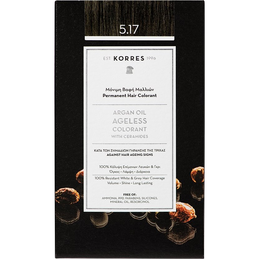 Korres Argan Oil Ageless Colorant with Ceramides Μόνιμη Βαφή Μαλλιών 50ml – 5.17 Καστανό Ανοιχτό Μπέζ